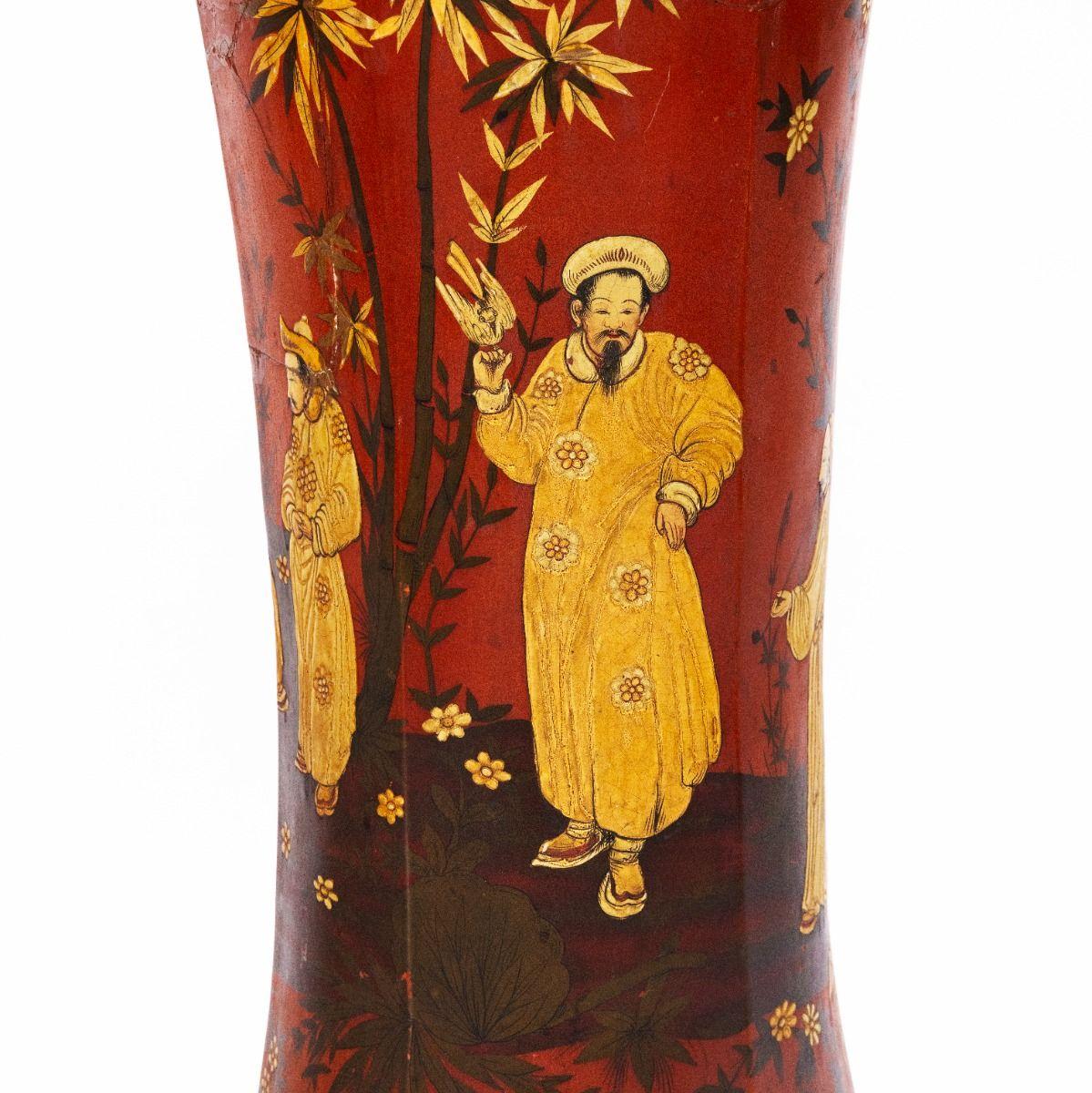 Pair of Large Terracotta Floor Vase's Original Chinoiserie Decoration For Sale 3