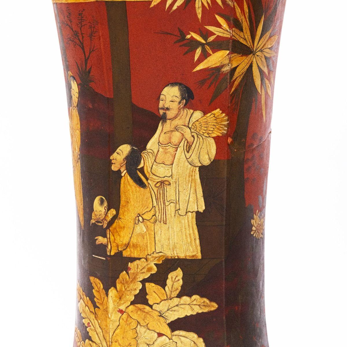 Pair of Large Terracotta Floor Vase's Original Chinoiserie Decoration For Sale 4