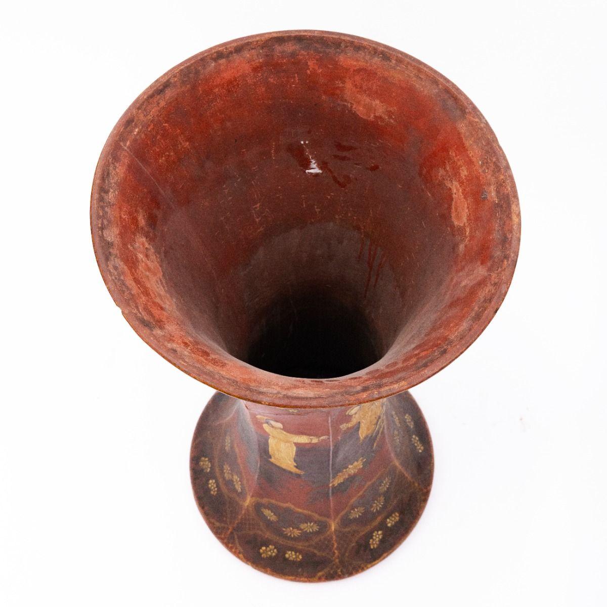 Pair of Large Terracotta Floor Vase's Original Chinoiserie Decoration For Sale 5