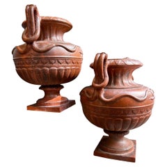 Coppia di grandi vasi da giardino in terracotta Francia, circa 1850