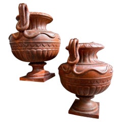 Antique Pair of large terracotta garden vases France, circa 1850