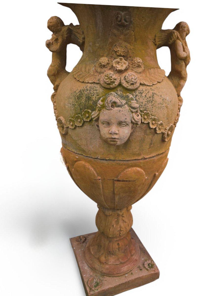 Greco Roman Pair of Large Terracotta Garden Vases – Tuscany, Italy, 1950s For Sale