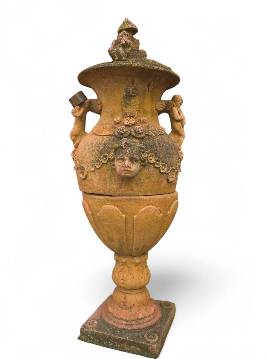 Italian Pair of Large Terracotta Garden Vases – Tuscany, Italy, 1950s For Sale