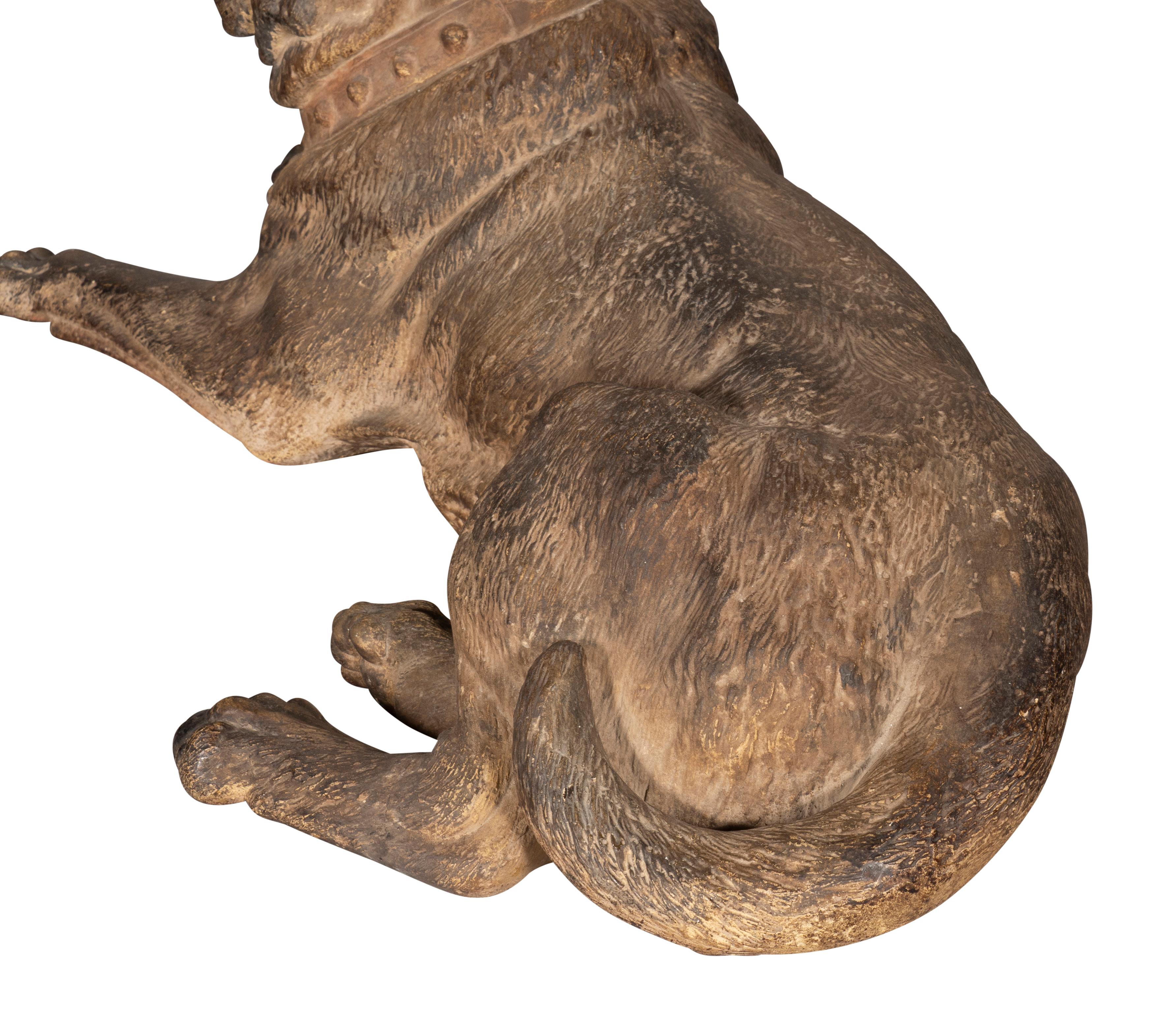 Pair of Large Terracotta Mastiff Dogs For Sale 6