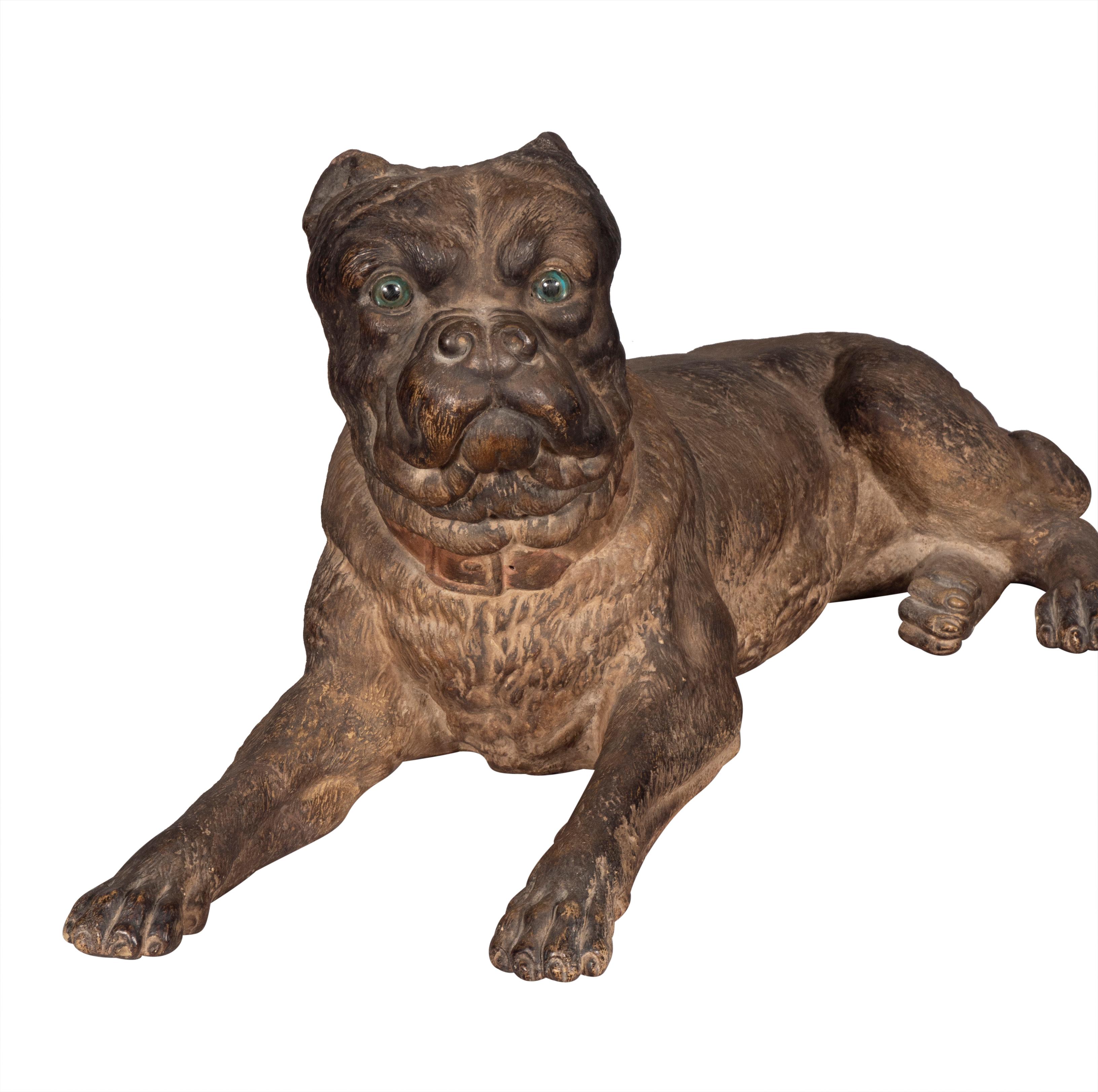 European Pair of Large Terracotta Mastiff Dogs For Sale