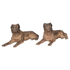 Pair of Large Terracotta Mastiff Dogs