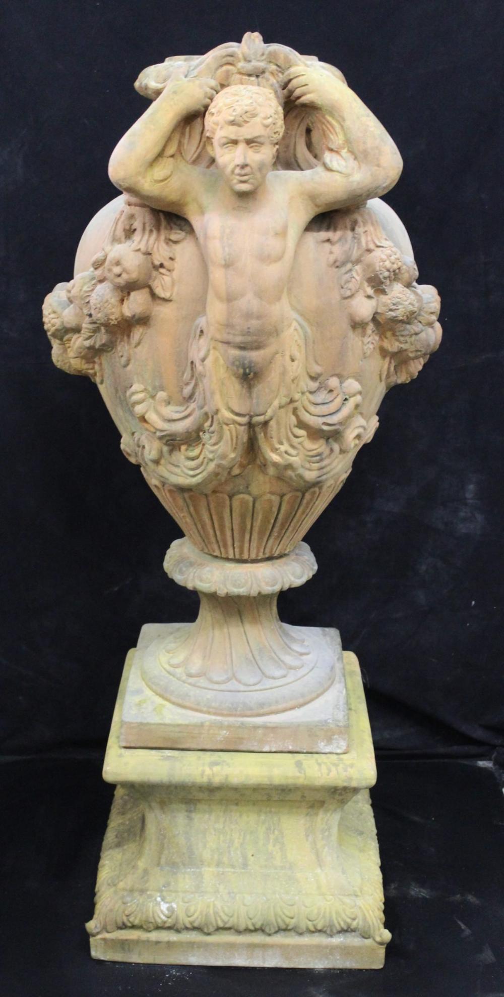 Ceramic Pair of large terracotta vases For Sale