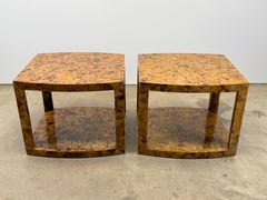 Pair of Large Tessellated Penshell Tables by Karl Springer