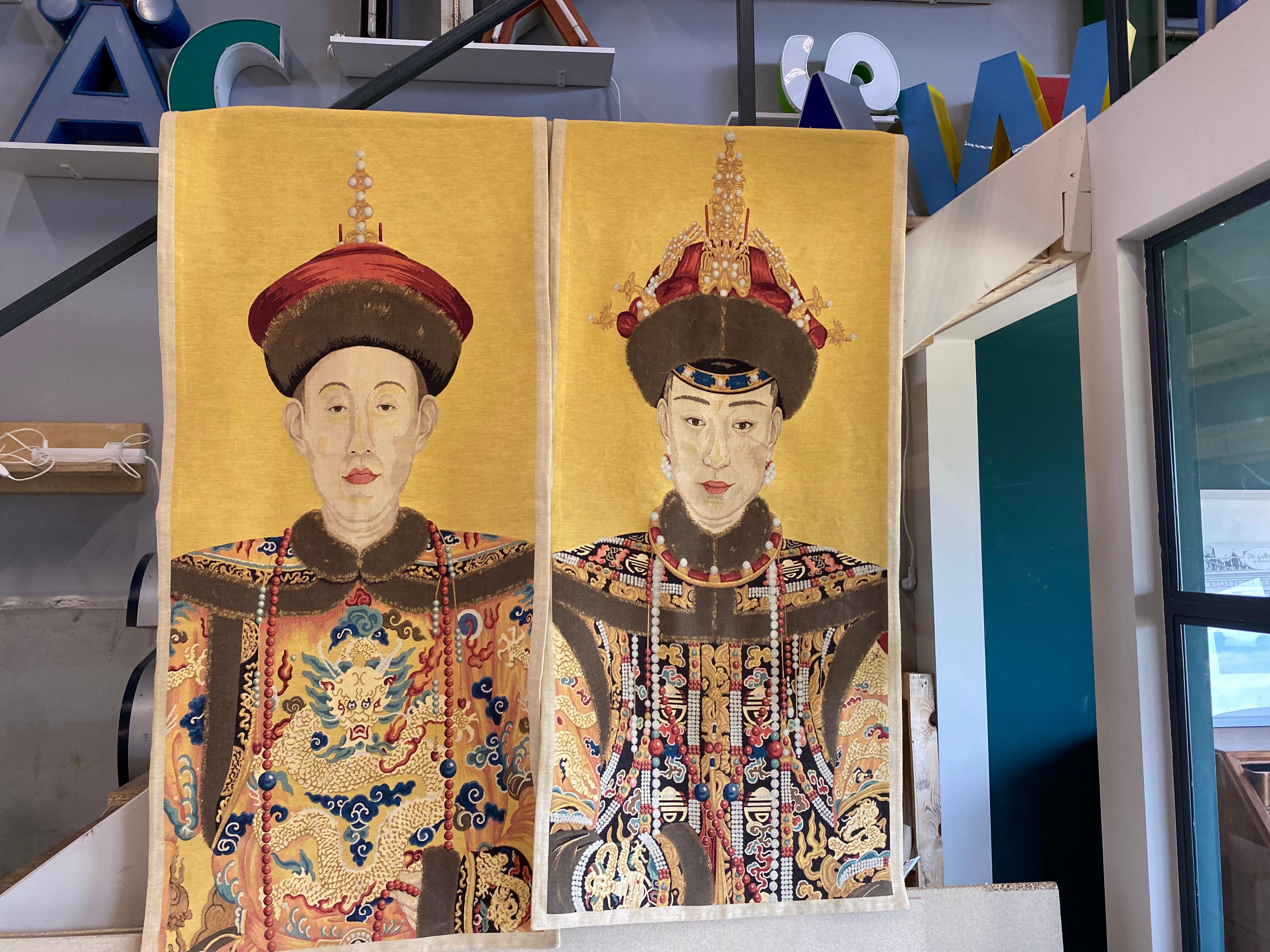 Pair of Large Textile Portraits of a Chinese Imperial Couple of the Ming Dynasty 10