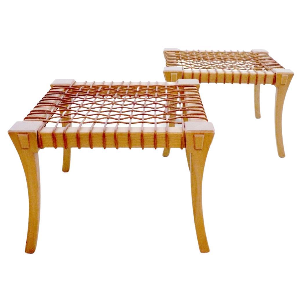 Pair of Neonakis "Archaic" Stools c.1980 in the manner of T. H. Robsjohn-Gibbing For Sale