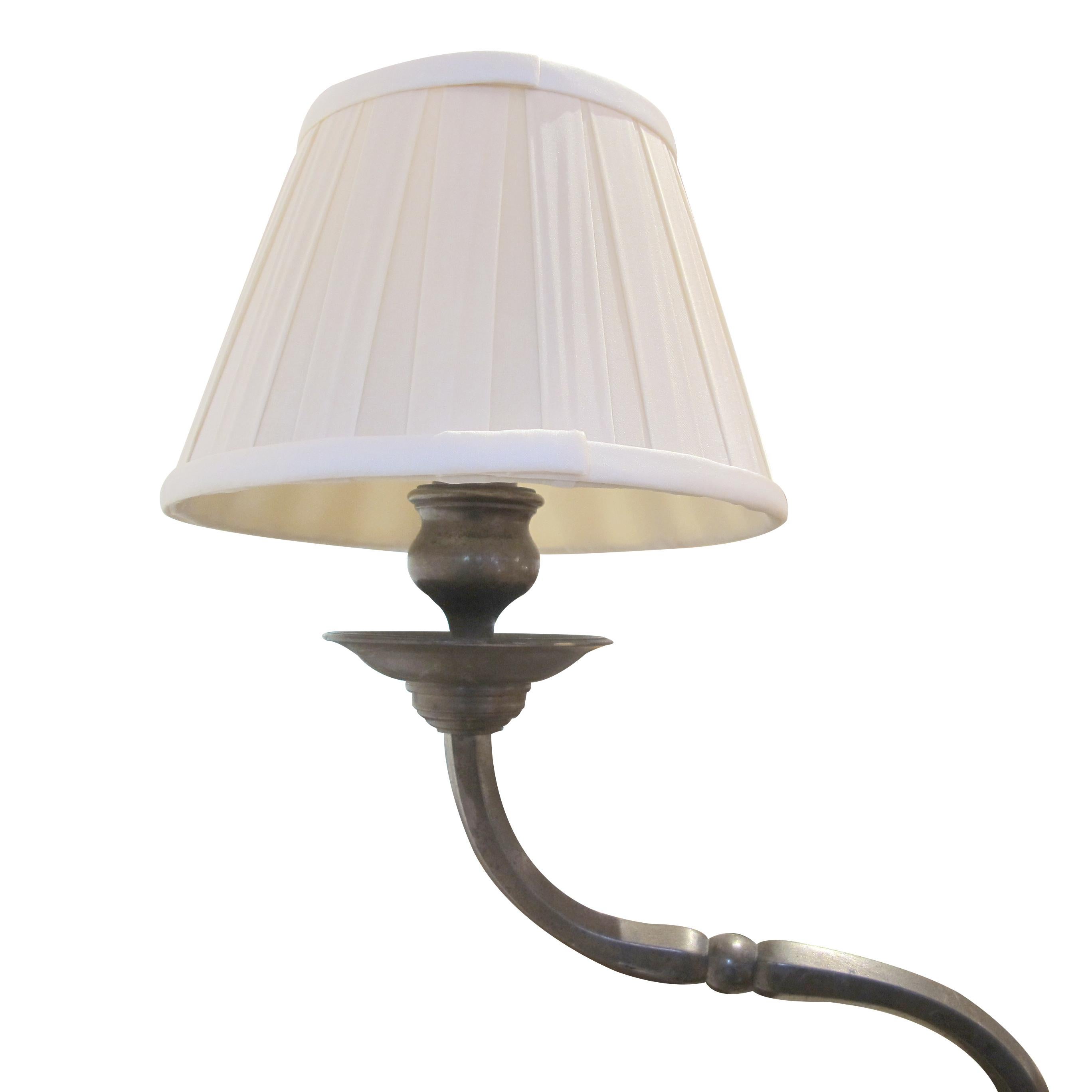 Pair of Large Three Arms Solid Bronze Table Lamps circa 1900, French For Sale 2
