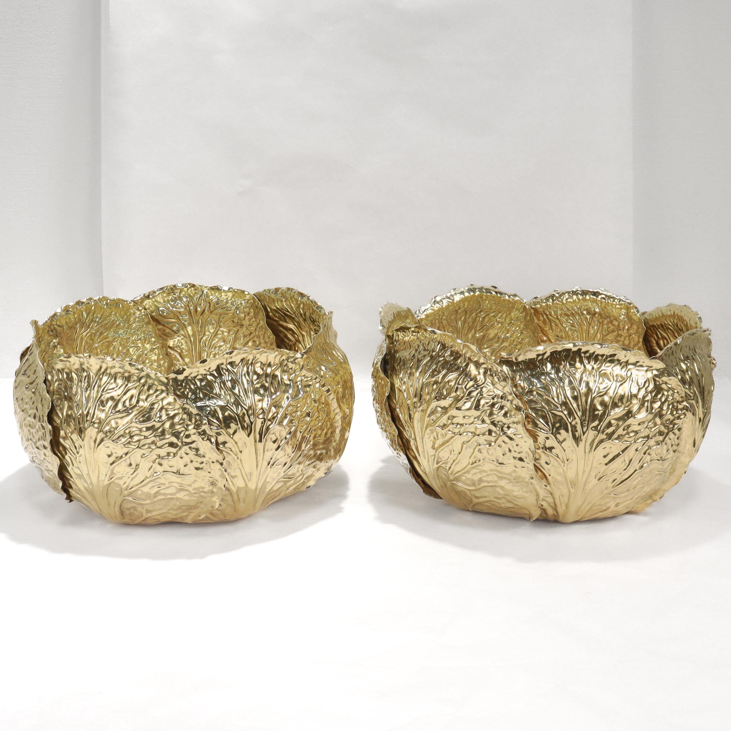A fine assembled pair of silver centerpiece bowls.

By Fratelli Cacchione for Tiffany & Co.

In sterling silver.

The hand made bowls in the form of a cabbage with 7 leaves with highly detailed venation.

Fully marked to the base.

Simply a