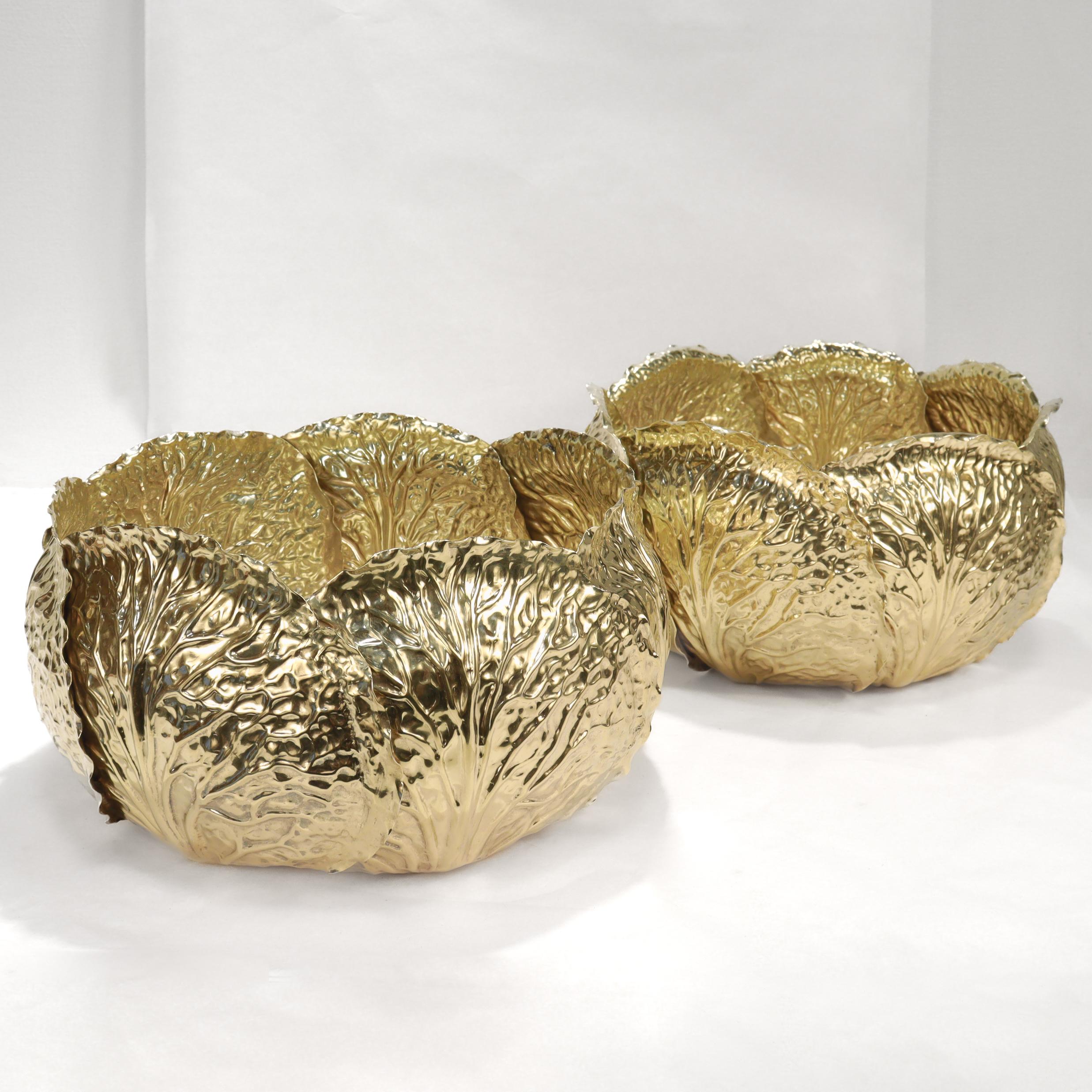 Modern Pair of Large Tiffany & Co Sterling Silver Cabbage Centerpiece Serving Bowls For Sale
