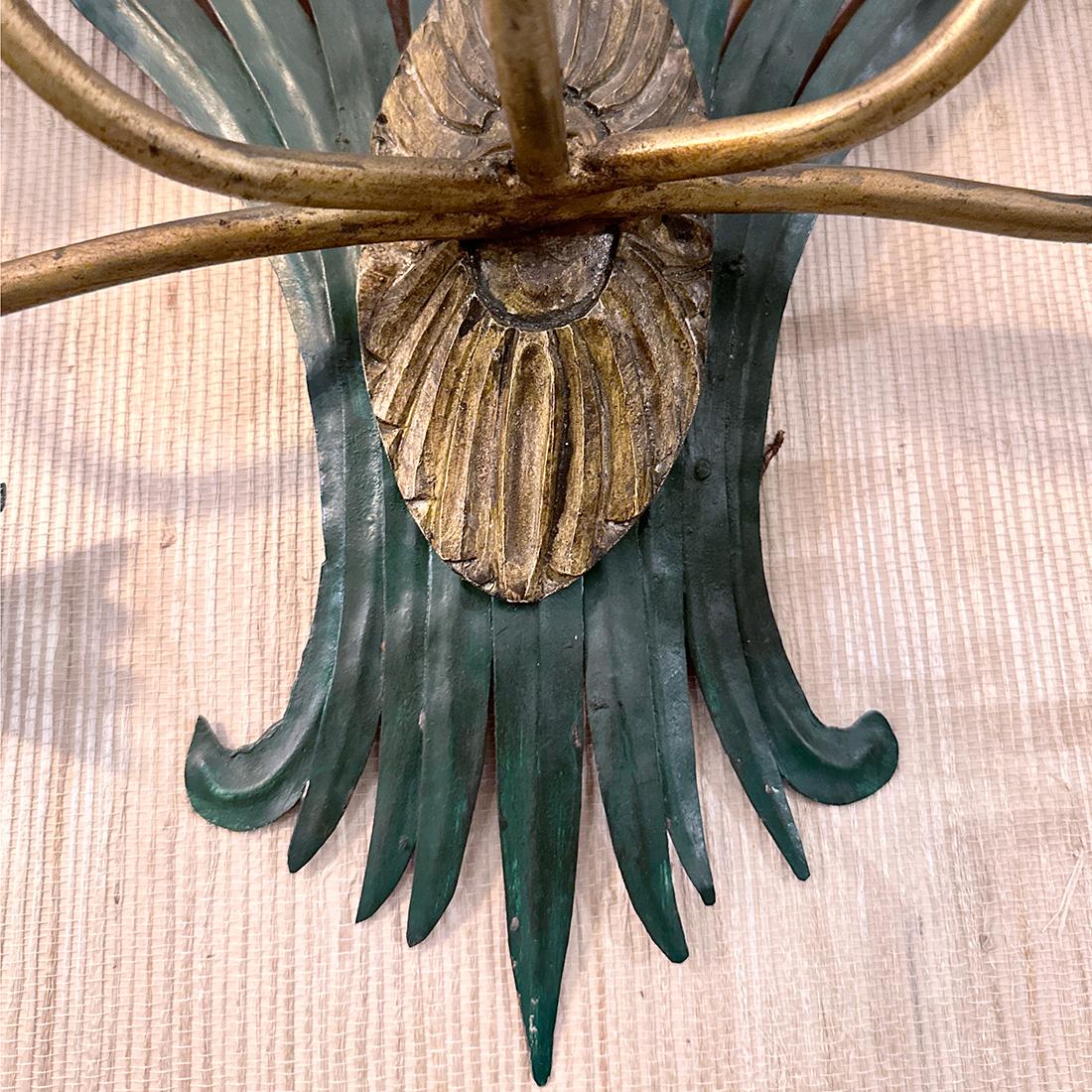 Italian Pair of Large Tole and Wood Sconces For Sale