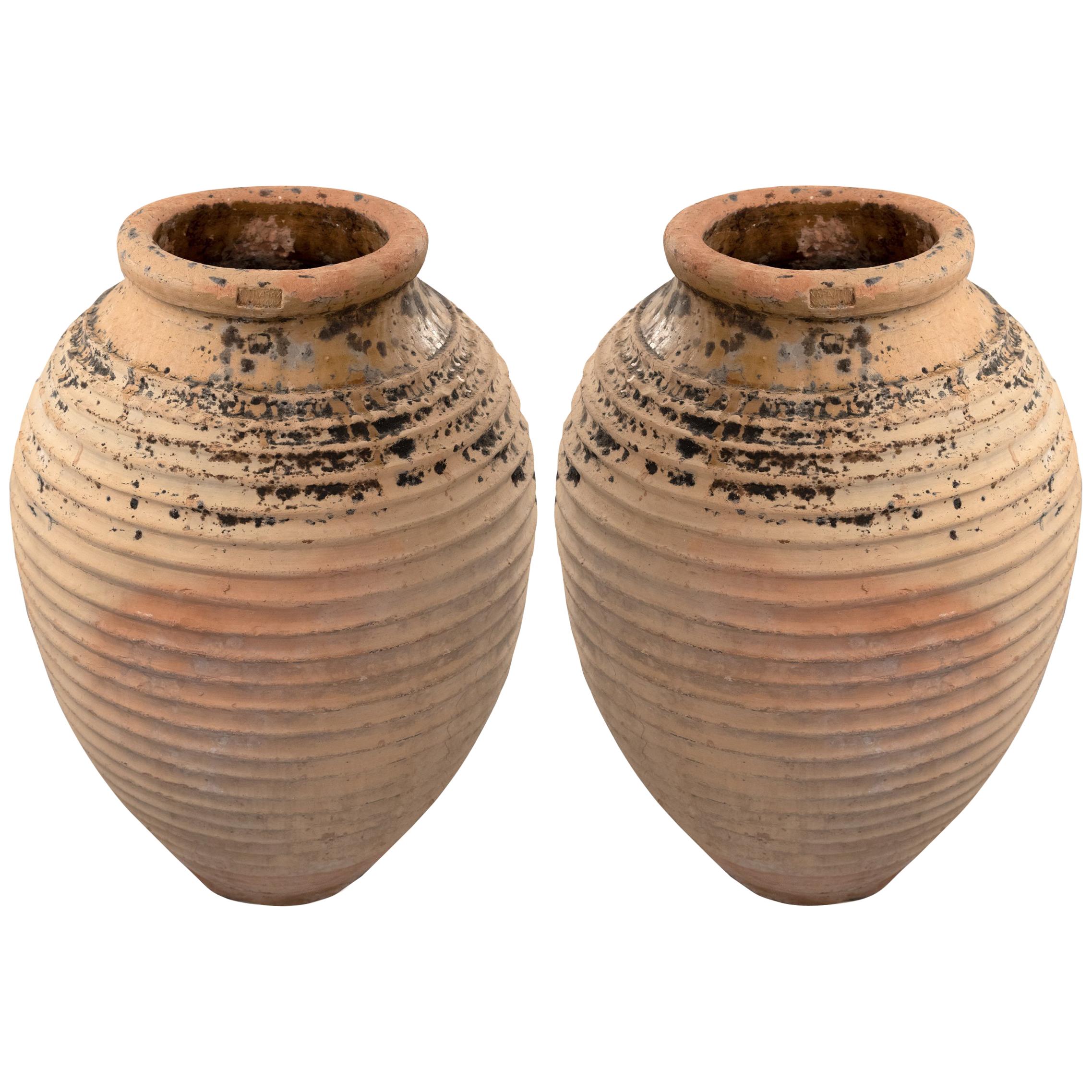 Pair of Large Tuscan Terra Cotta Jars, circa 1820