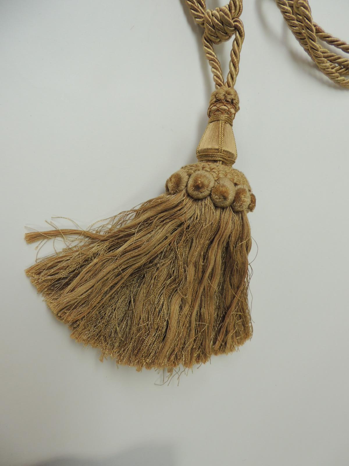 Indian Pair of Large Twisted Silk Rope Gold Tassels