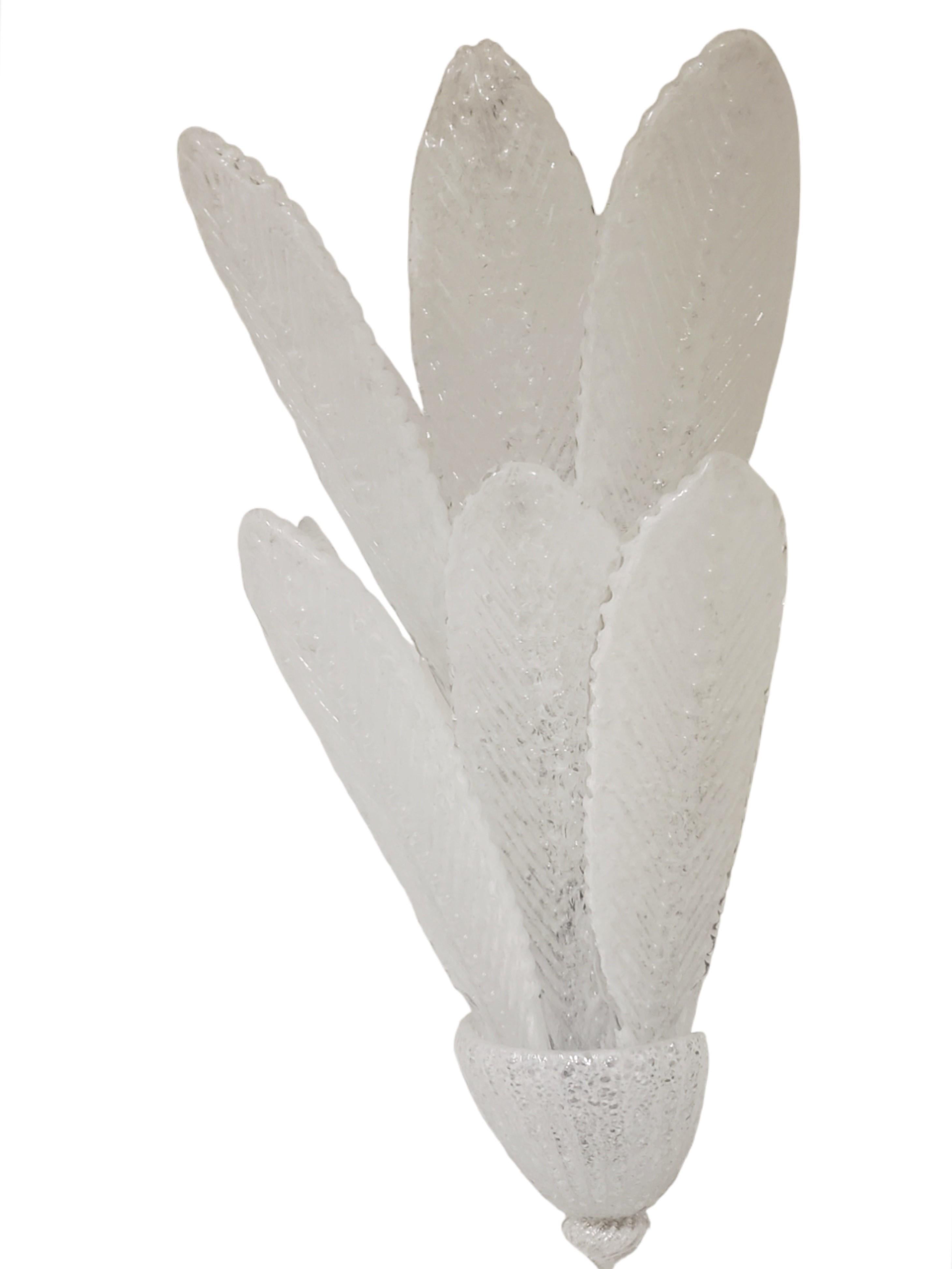 Pareja de grandes apliques de plumas de cristal de Murano soplado a mano de dos niveles Barovier et Toso  en venta 5