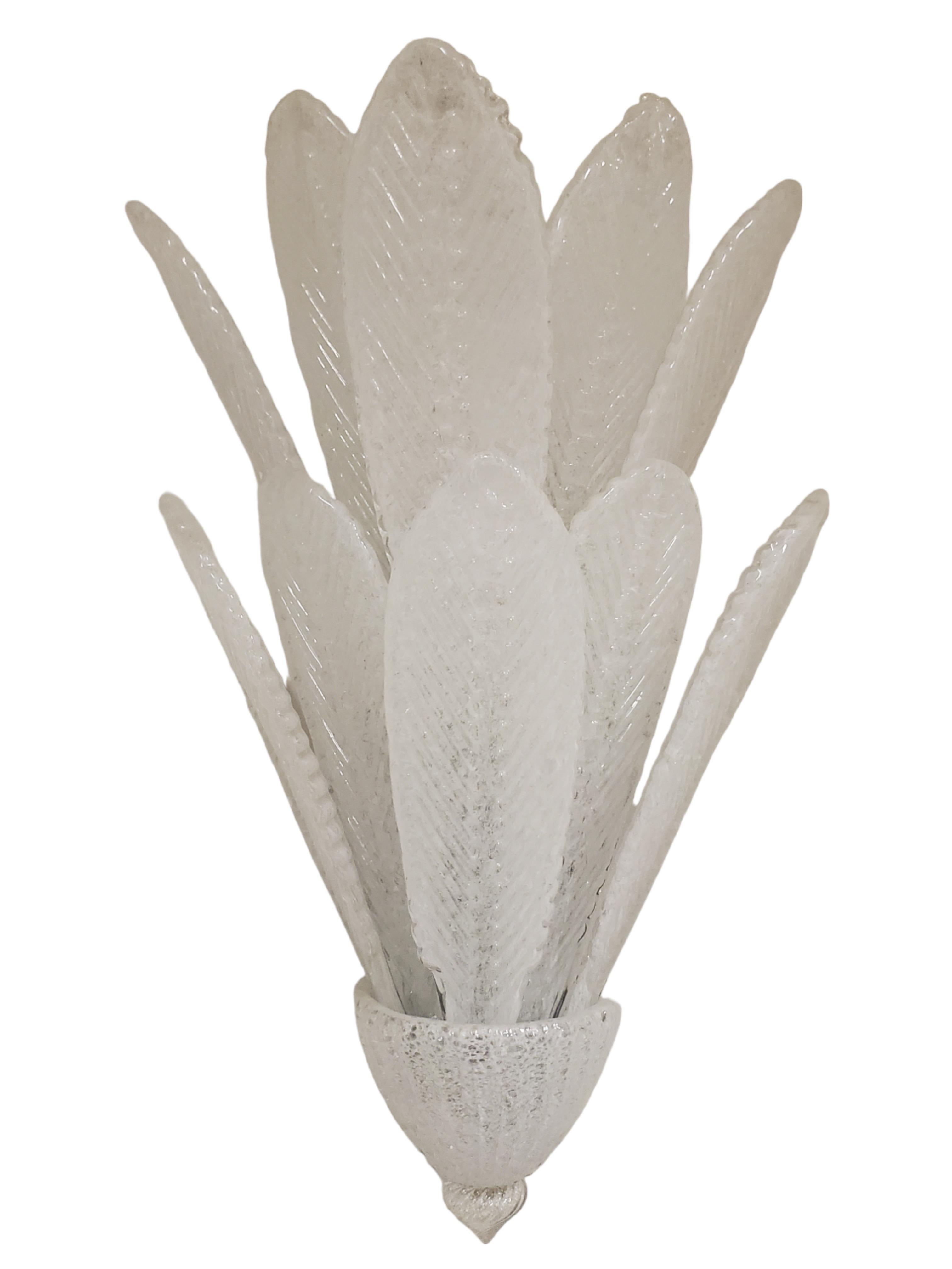 Pareja de grandes apliques de plumas de cristal de Murano soplado a mano de dos niveles Barovier et Toso  en venta 8