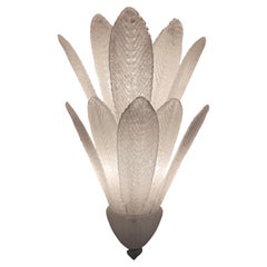 Pair of large two tier handblown Murano glass feather sconces Barovier et Toso