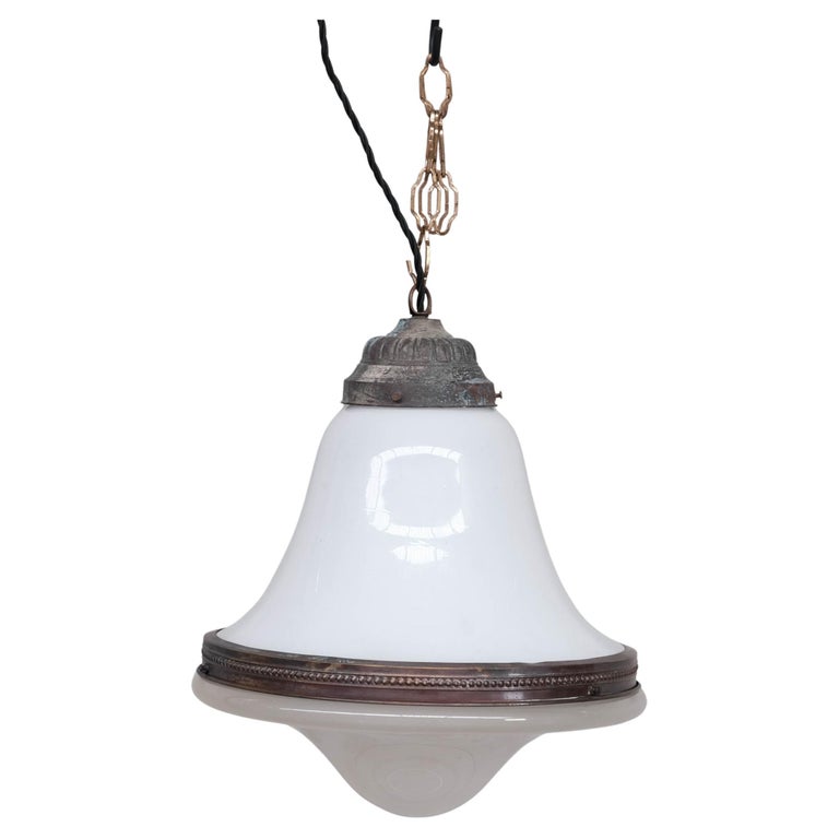 Pair of Large Two Tone Antique Pendant Lights For Sale at 1stDibs