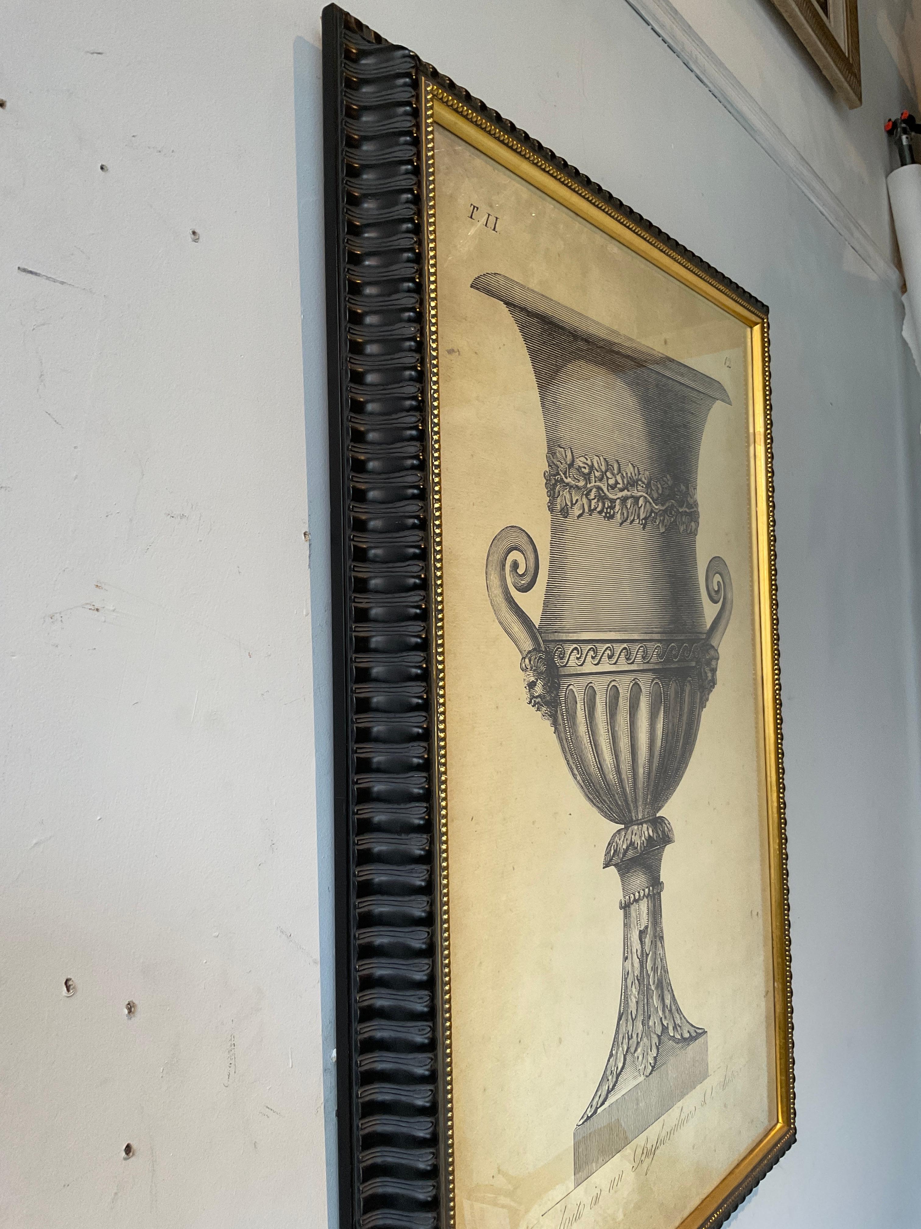 Pair of Large Urn Prints in Custom Frames For Sale 9