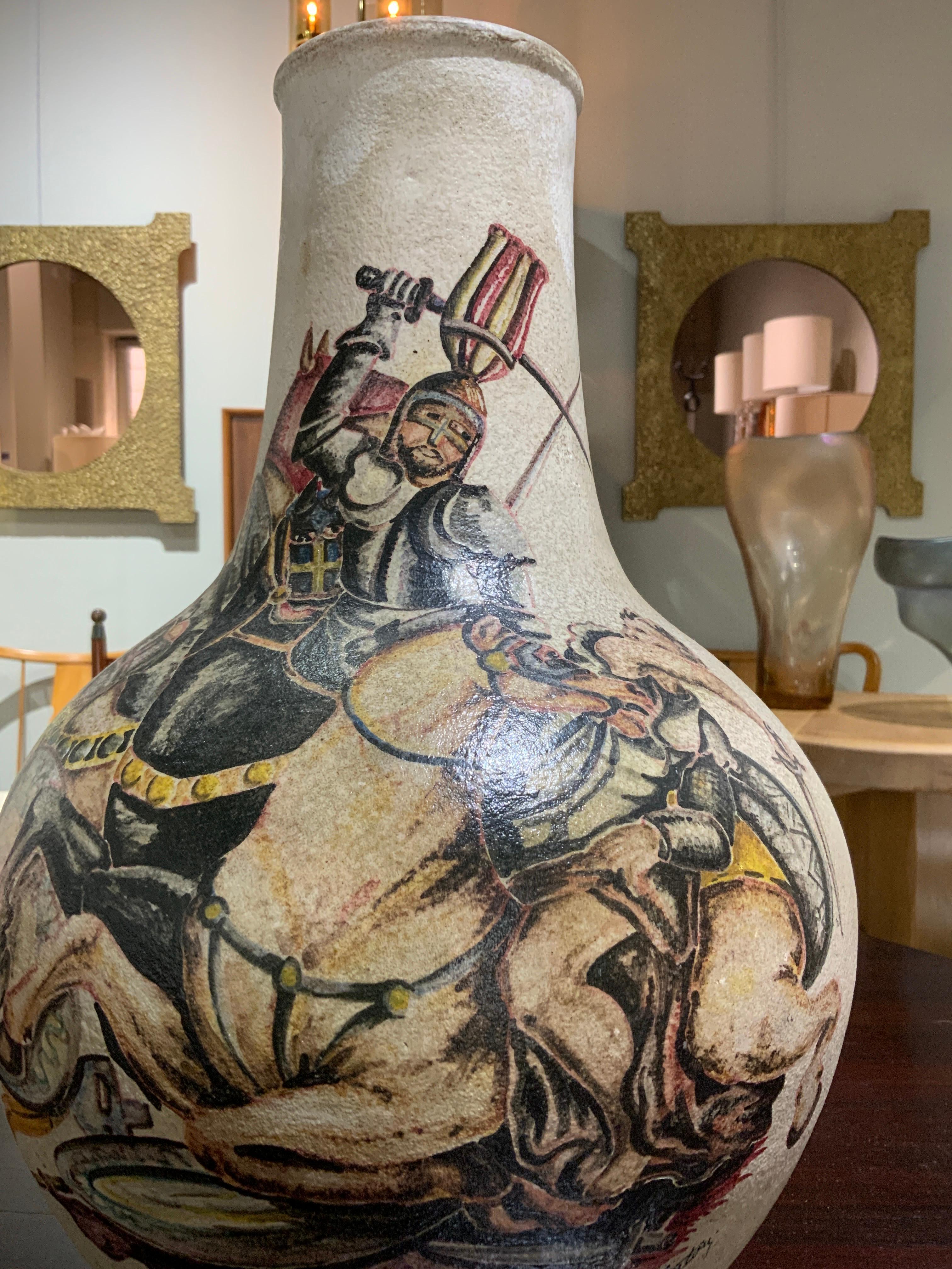 Mid-Century Modern Pair of large vases ceramic Marcello Fantoni italy 1950 For Sale