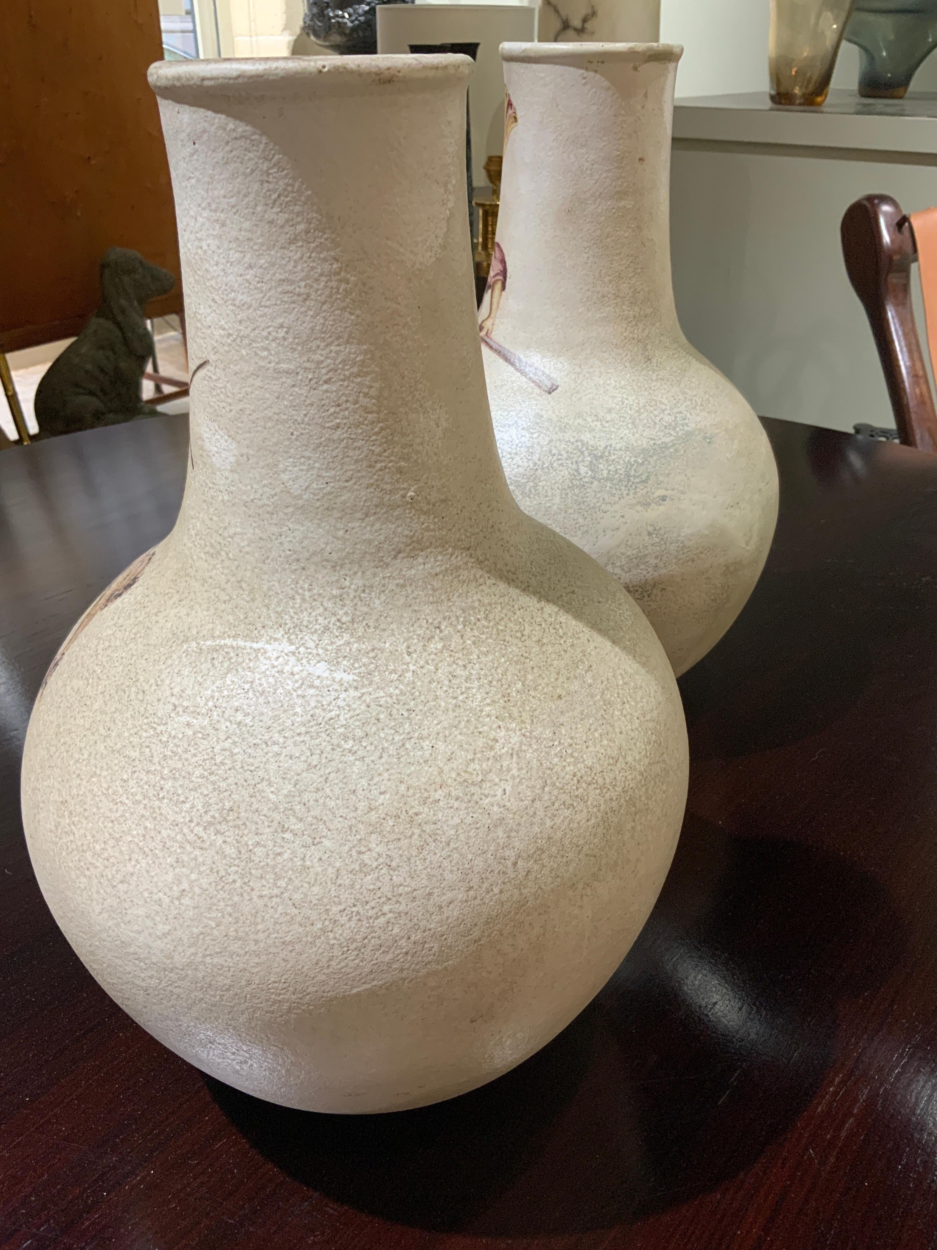Ceramic Pair of large vases ceramic Marcello Fantoni italy 1950 For Sale