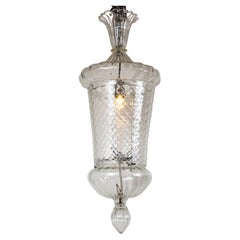 Paire de grandes lanternes vénitiennes en cristal soufflé par Seguso