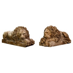 Pair of large Venetian lions, 85 cm