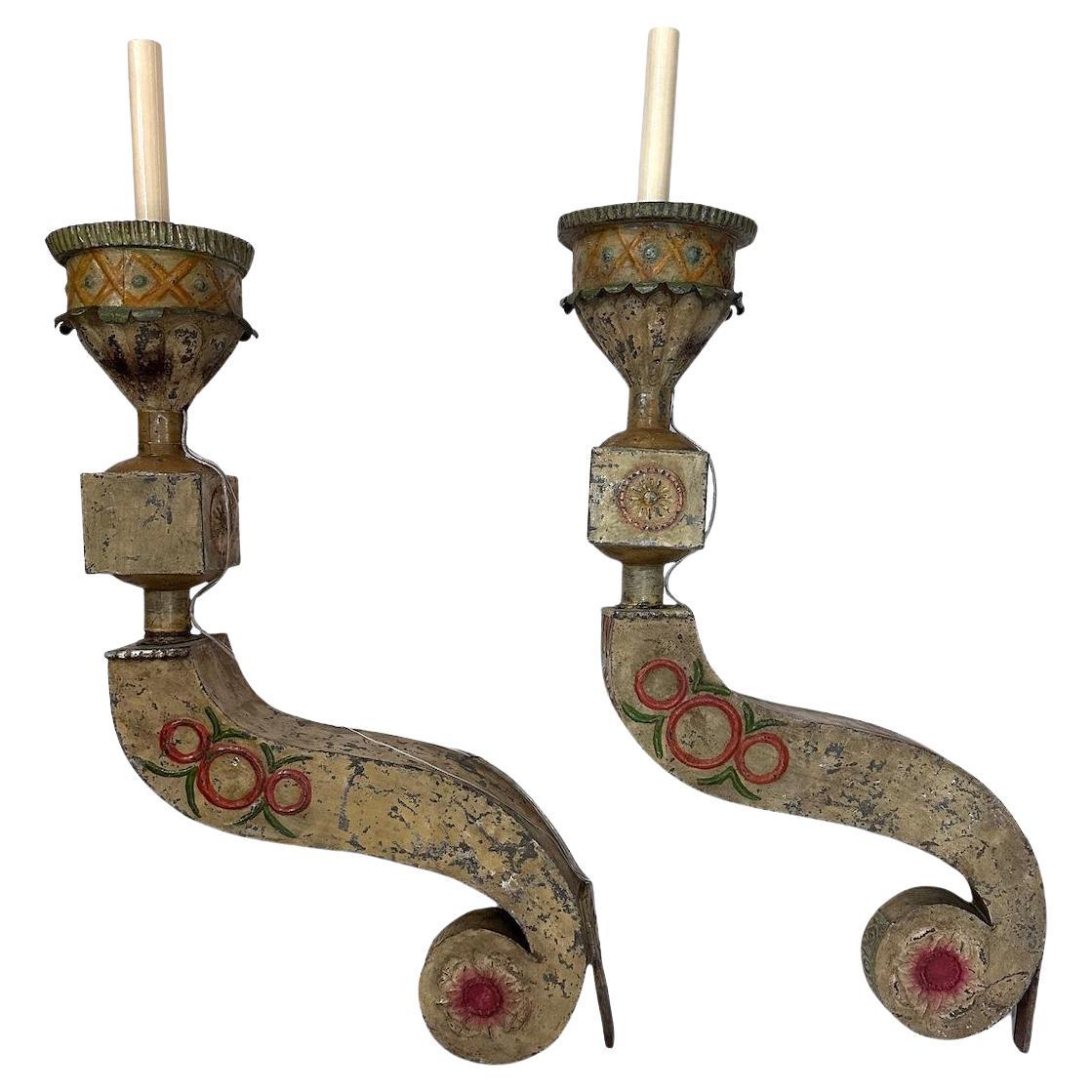 Pair of Large Venetian Metal Sconces