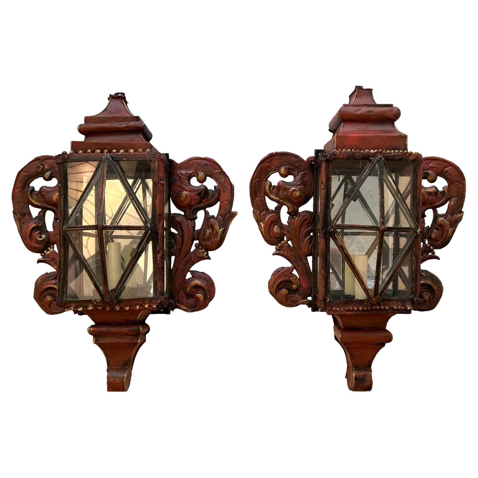 Pair of Large Venetian Tole Sconces