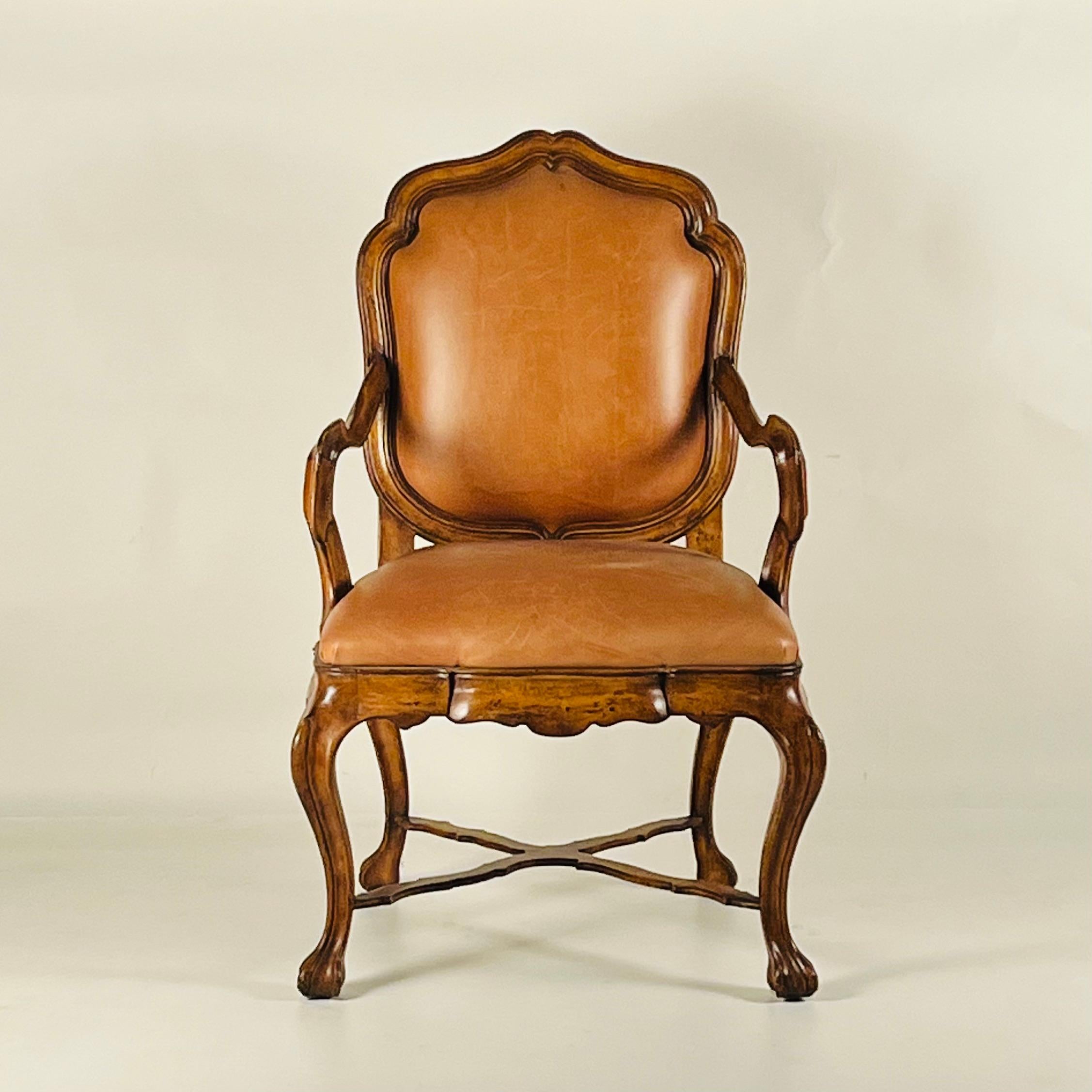 Baroque Revival Pair of Large Venetian Walnut Armchairs by Therien Studio Workshops For Sale