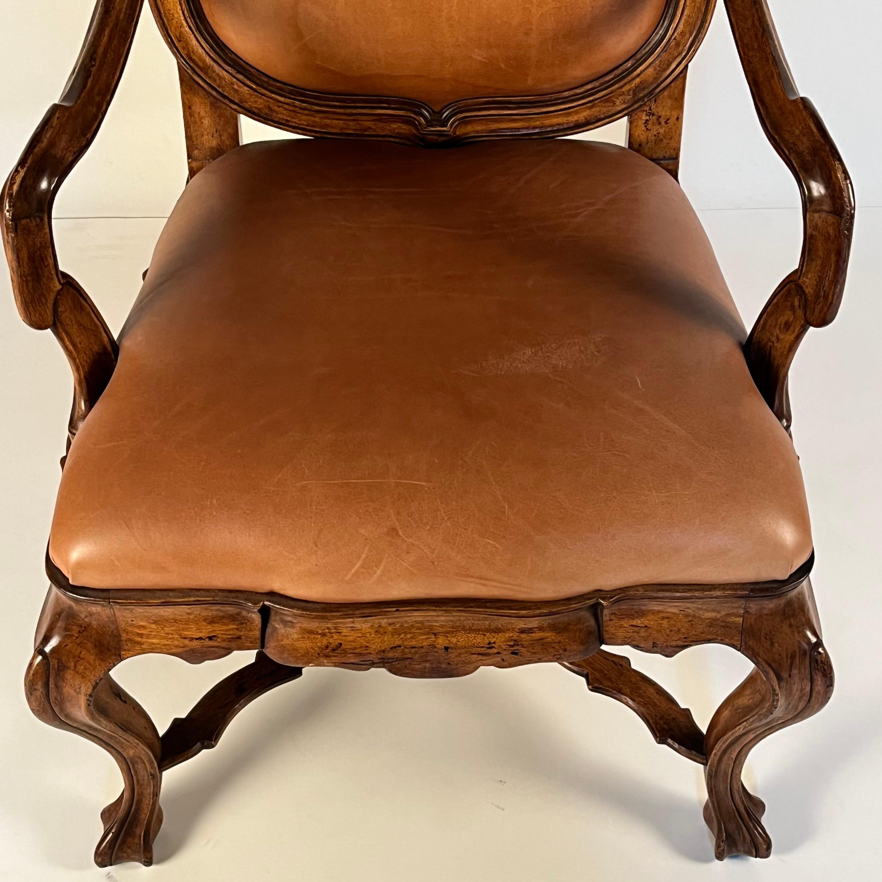 Pair of Large Venetian Walnut Armchairs by Therien Studio Workshops In Good Condition For Sale In Los Angeles, CA