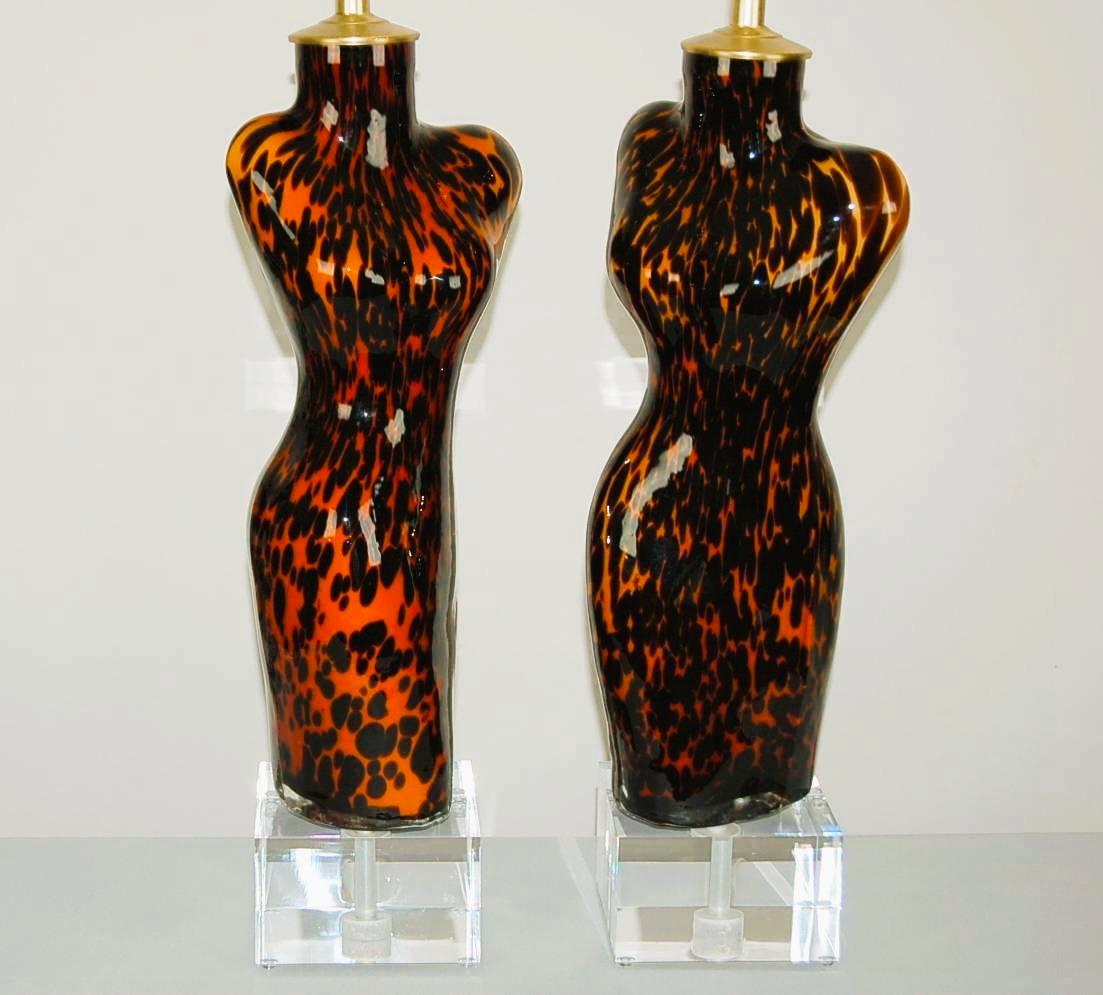 Mid-Century Modern Pair of Large Venus De Milo Murano Lamps in Spotted Leopard For Sale