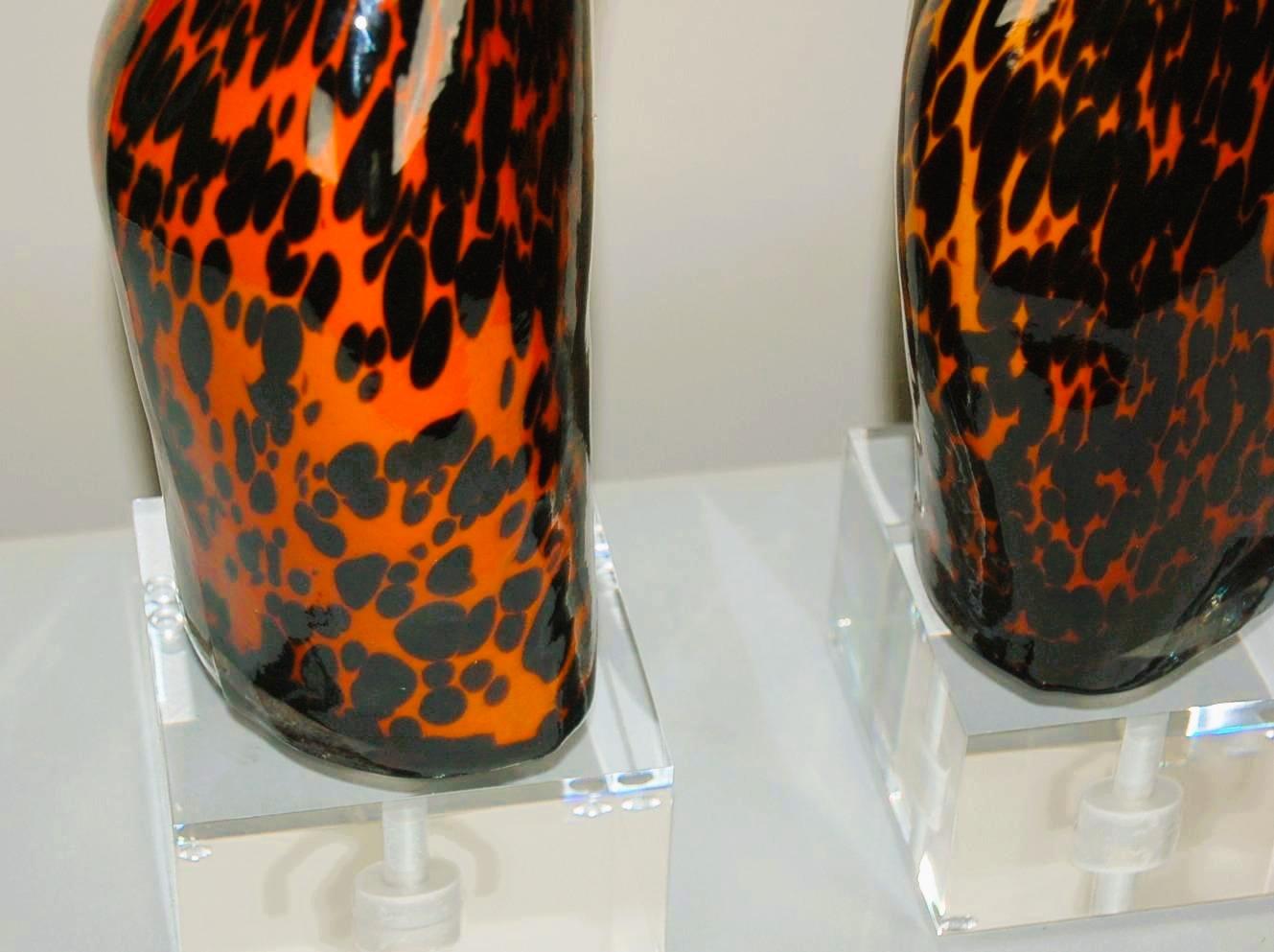 Italian Pair of Large Venus De Milo Murano Lamps in Spotted Leopard For Sale