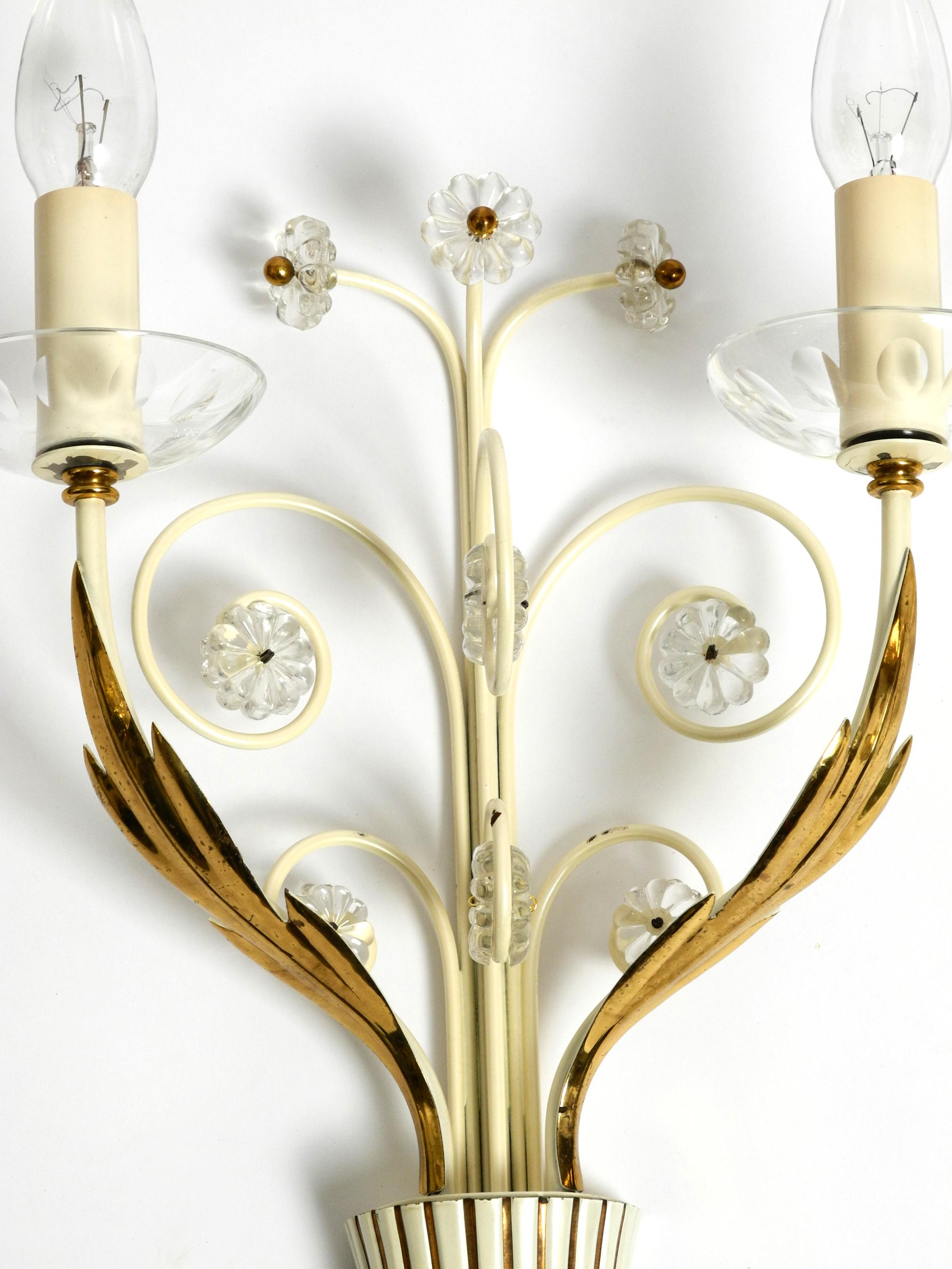 Metal Pair of Large Very Beautiful Vereinigte Werkstätten Mid-Century Brass Wall Lamps For Sale