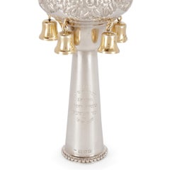 Pair of Large, Very Fine English Silver Gilt Torah Finials or Rimonim