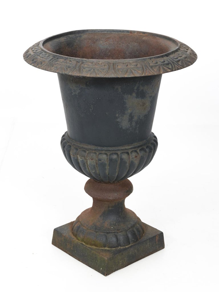 Pair Of Large Victorian Cast Iron Garden Urns For Sale At 1stdibs