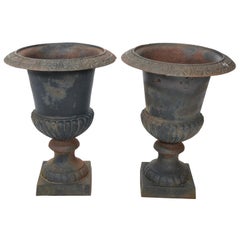 Pair of Large Victorian Cast Iron Garden Urns