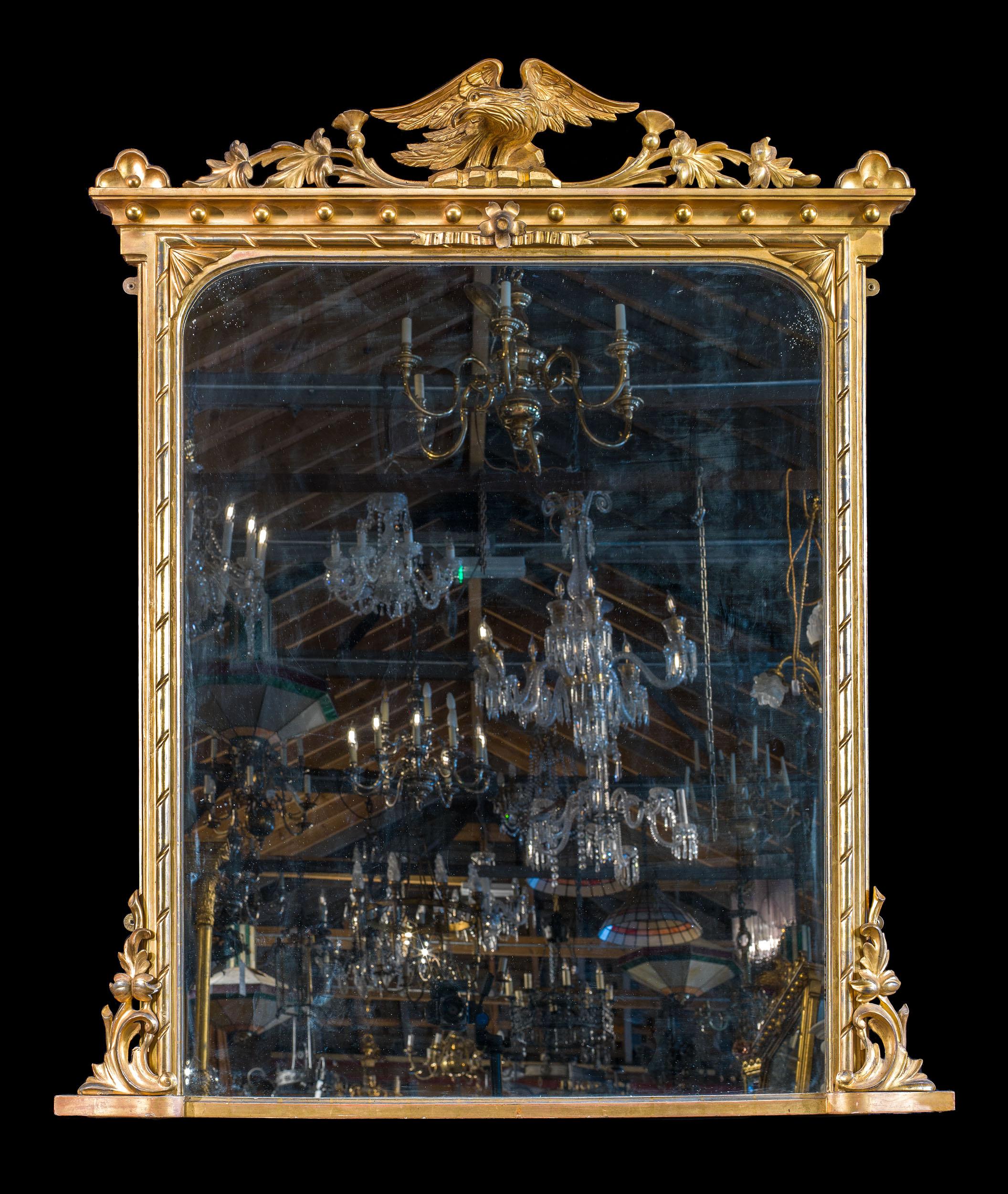 High Victorian Pair of Large Victorian Gilt Gesso Mirrors For Sale