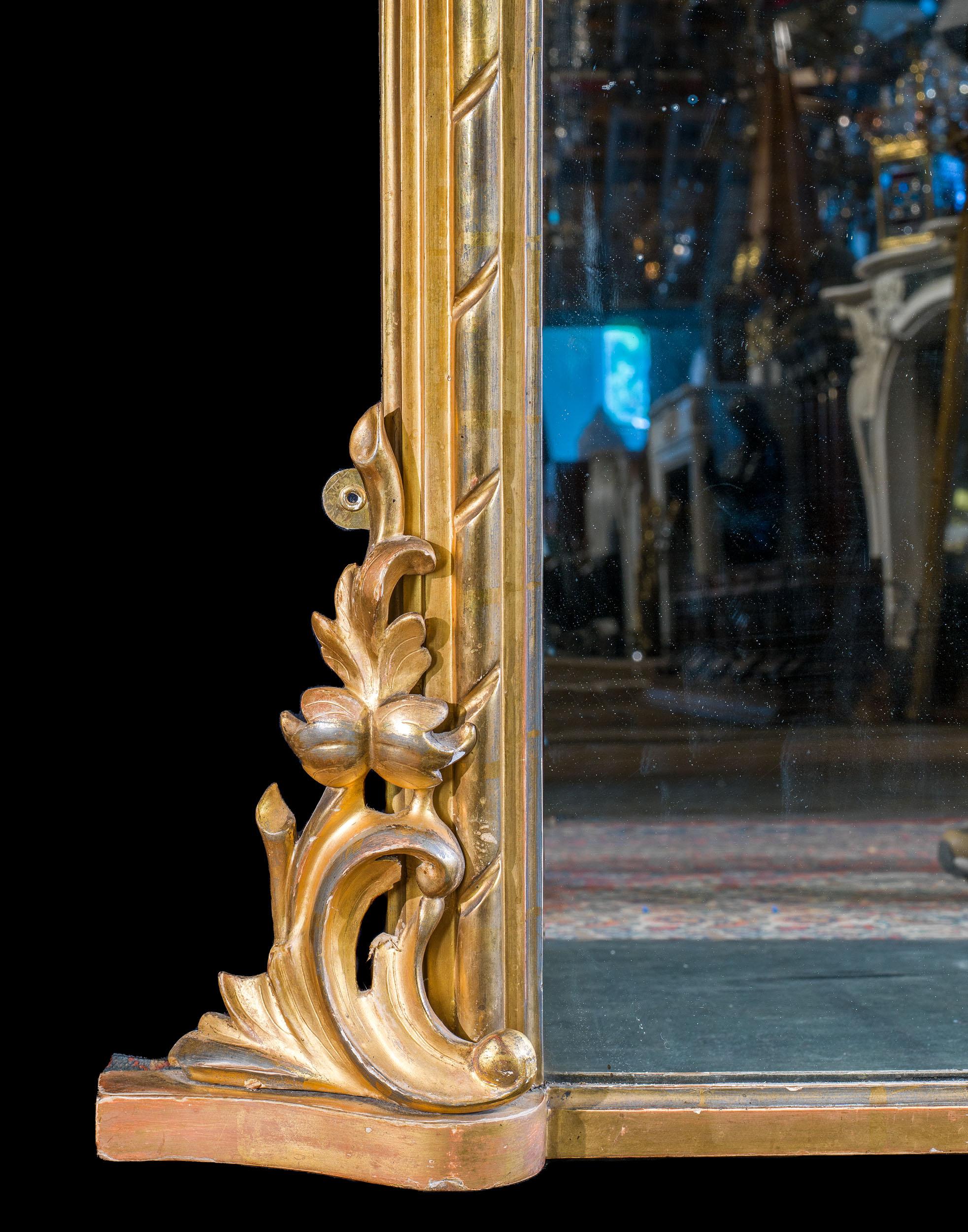 Paar große viktorianische vergoldete Gesso-Spiegel (Gips) im Angebot