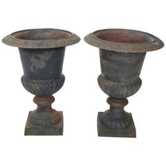 Pair of Large Victorian Style Cast Iron Urns