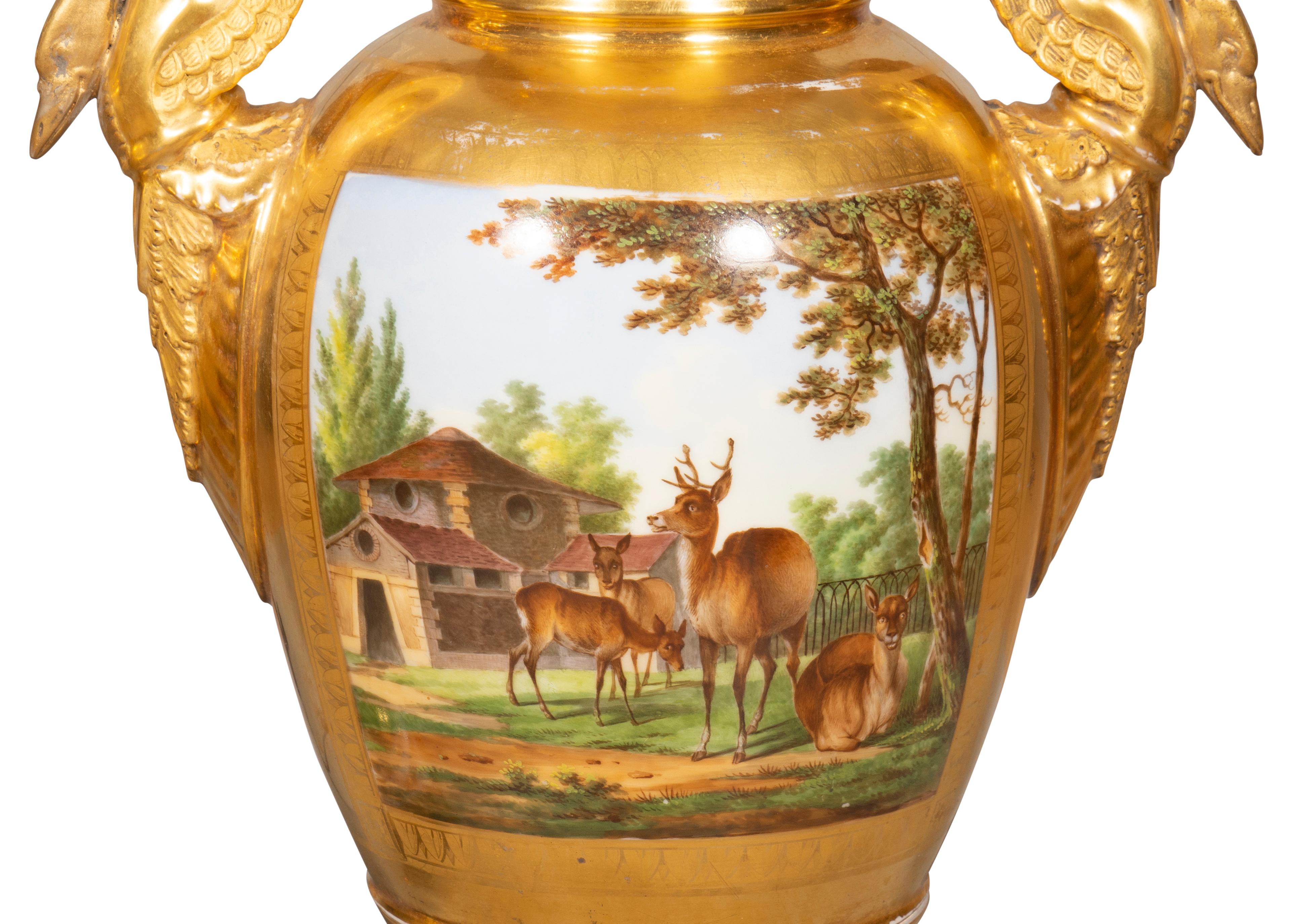 19th Century Pair of Large Vieux Paris Porcelain Table Lamps For Sale