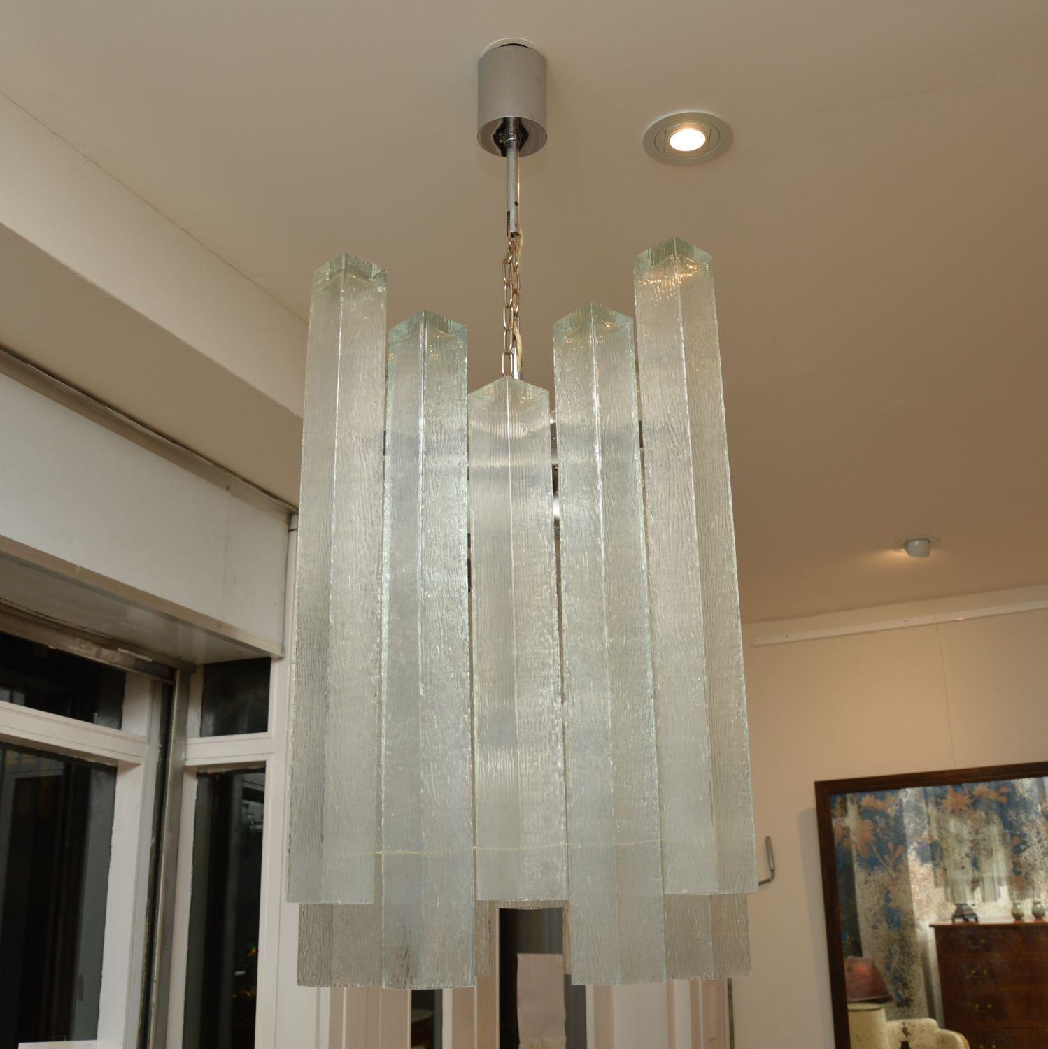 Pair of Large Vintage 1960s Glass Chandeliers by Doria Leuchten 5