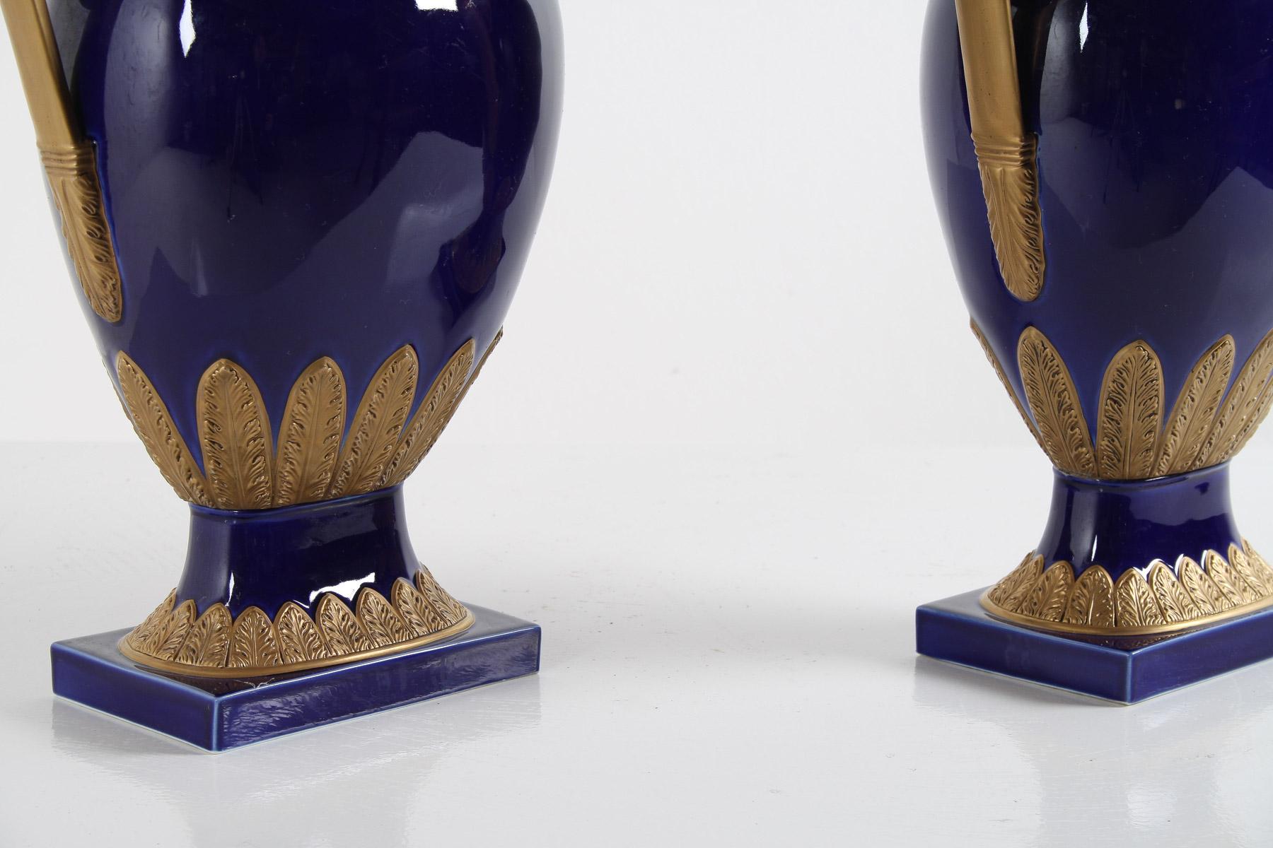 Pair of Large Vintage 80s Rococo Regency Vases By Agostinelli Italy for Harrods For Sale 6