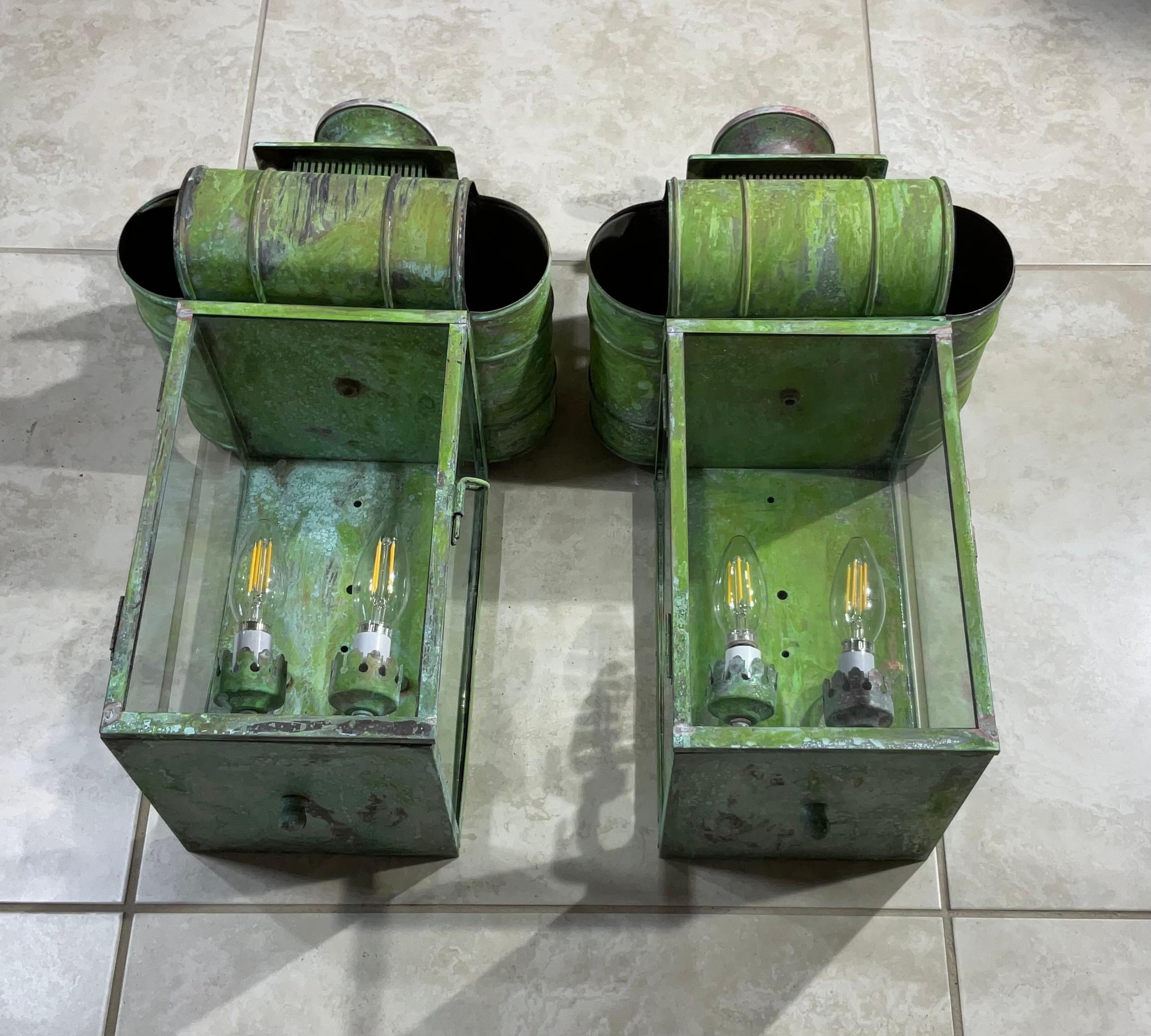 American Classical Pair of Large Vintage Architectural Wall Lantern
