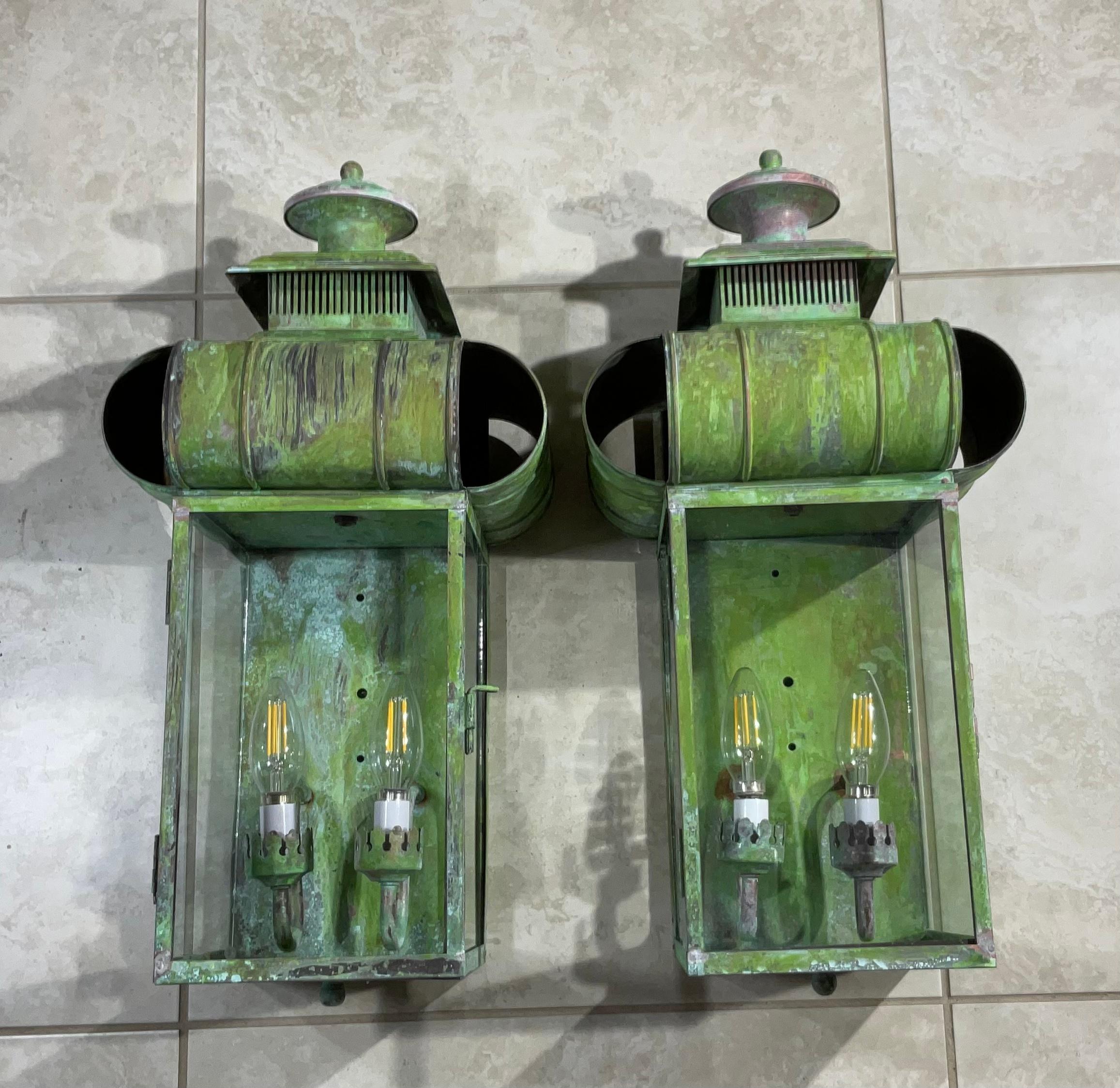 American Pair of Large Vintage Architectural Wall Lantern