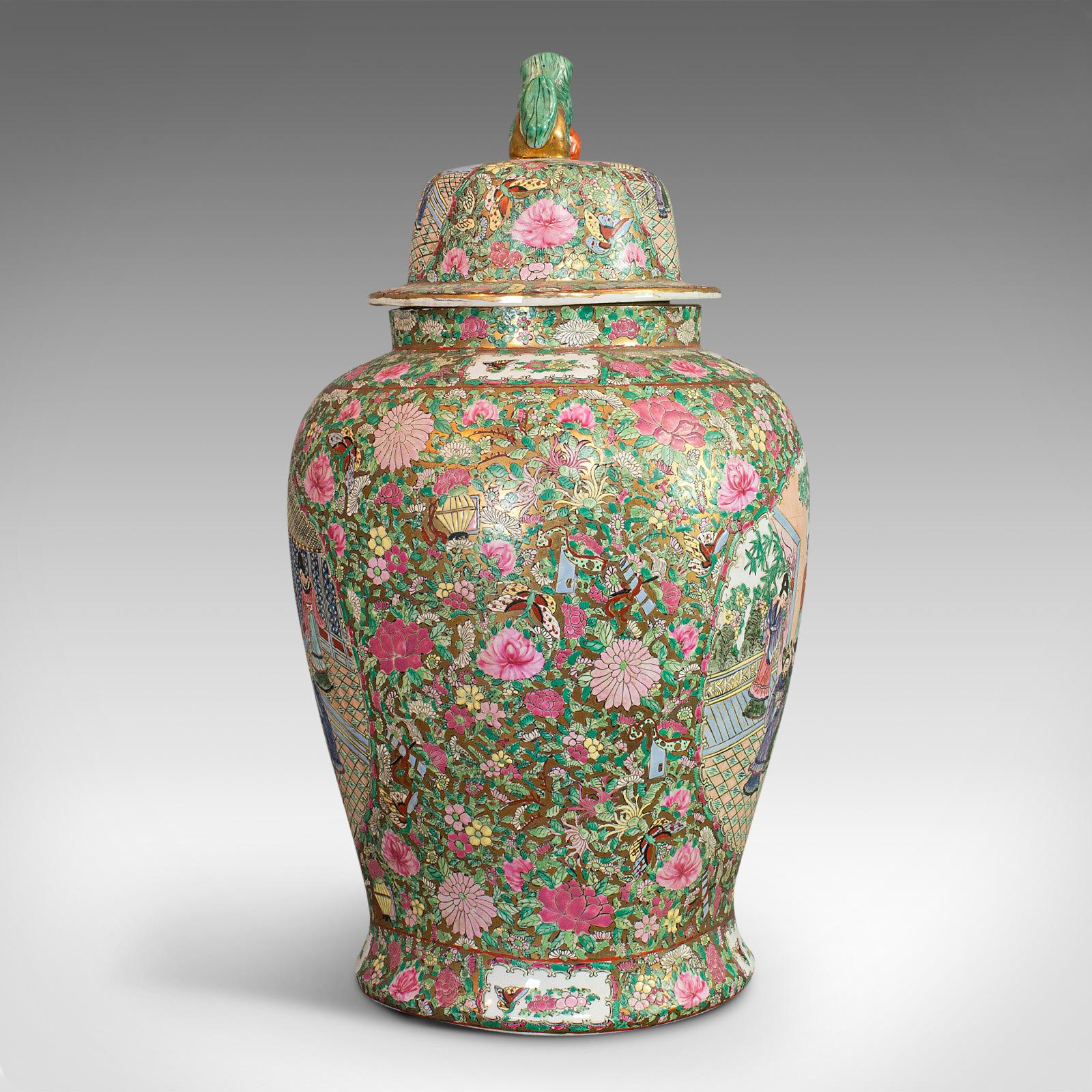 Asian Pair of Large Vintage Baluster Urns, Oriental, Ceramic, Art Deco, circa 1940 For Sale