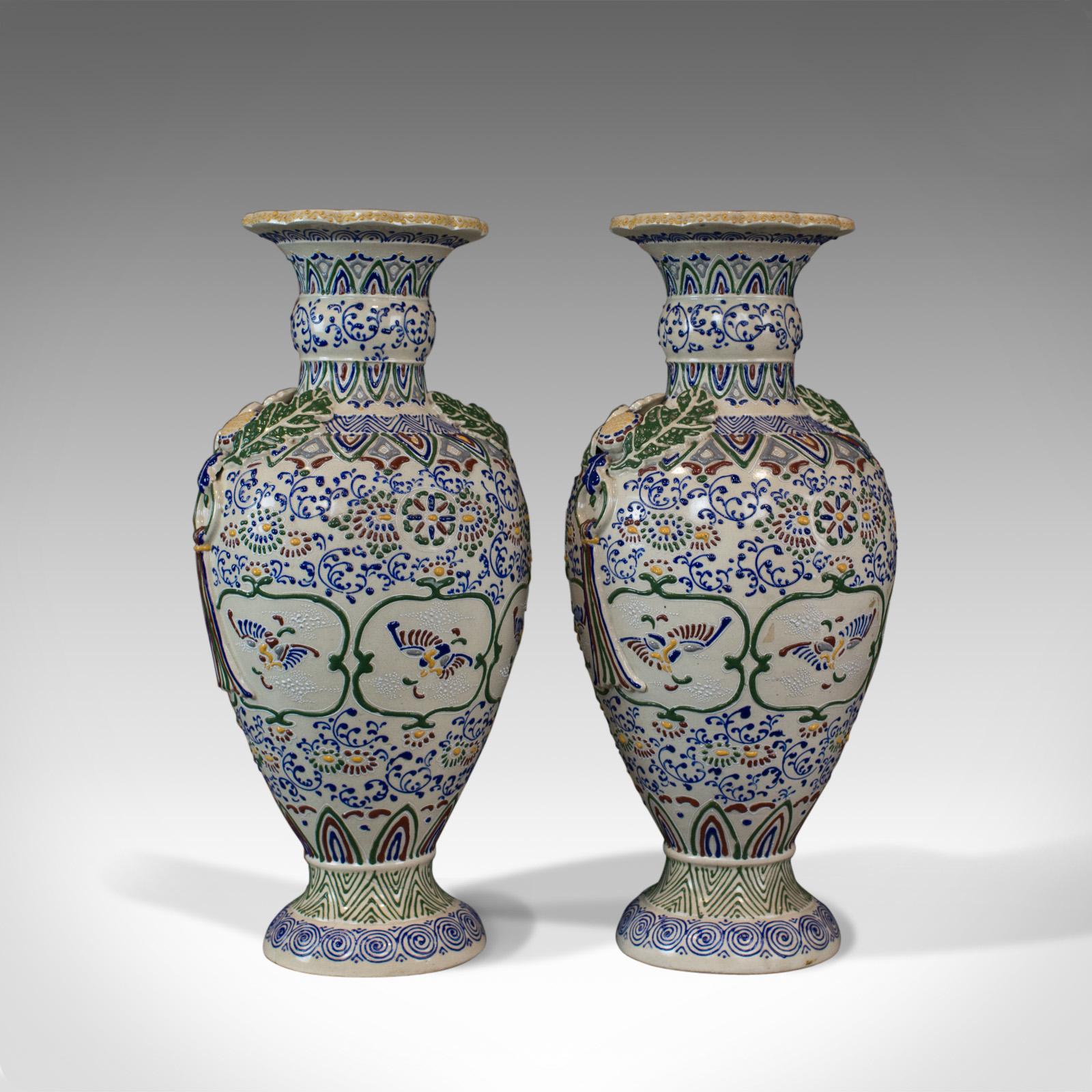 High Victorian Pair of Large Vintage Baluster Vases, Decorative Ceramic Urns, 20th Century