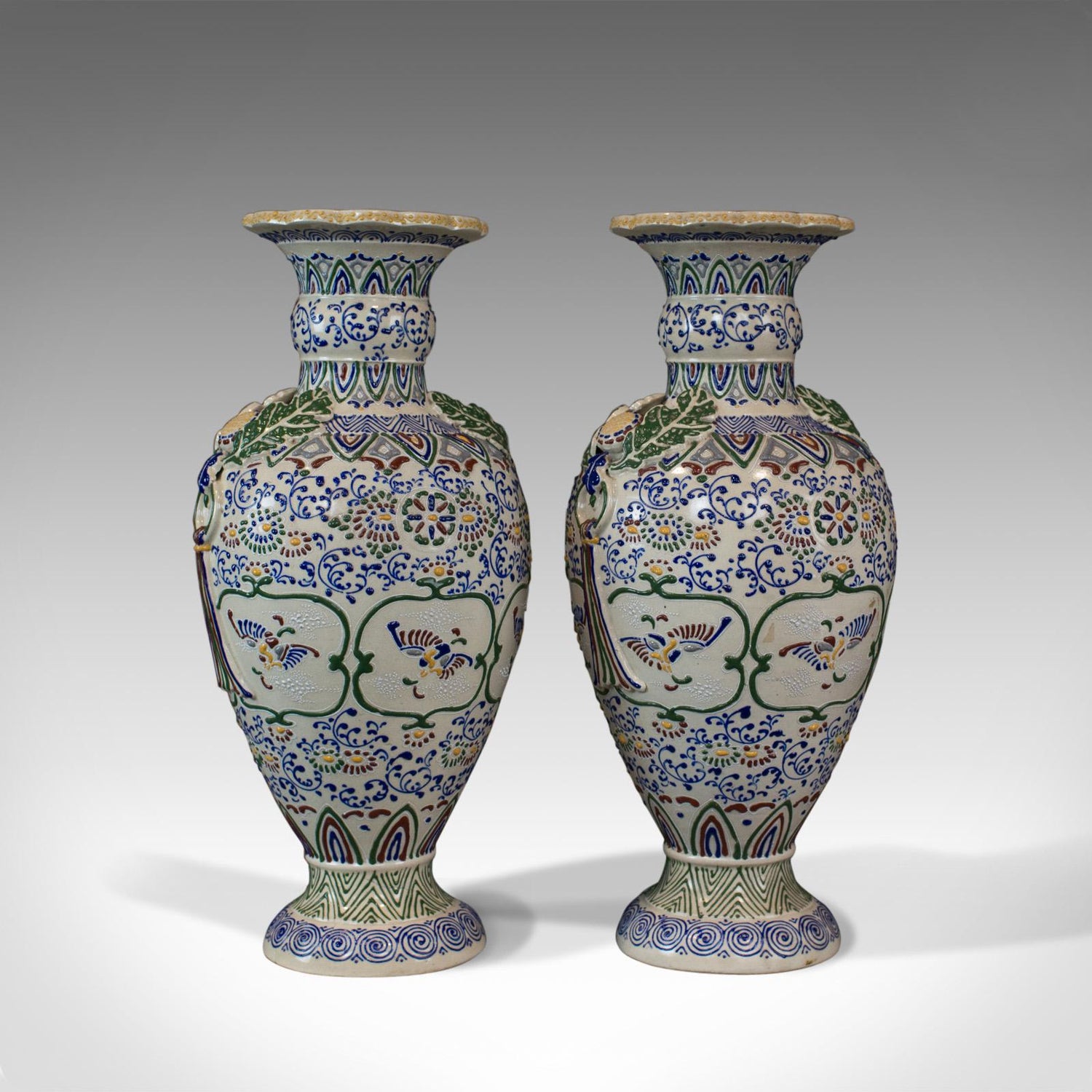 Pair Of Large Vintage Baluster Vases Decorative Ceramic Urns